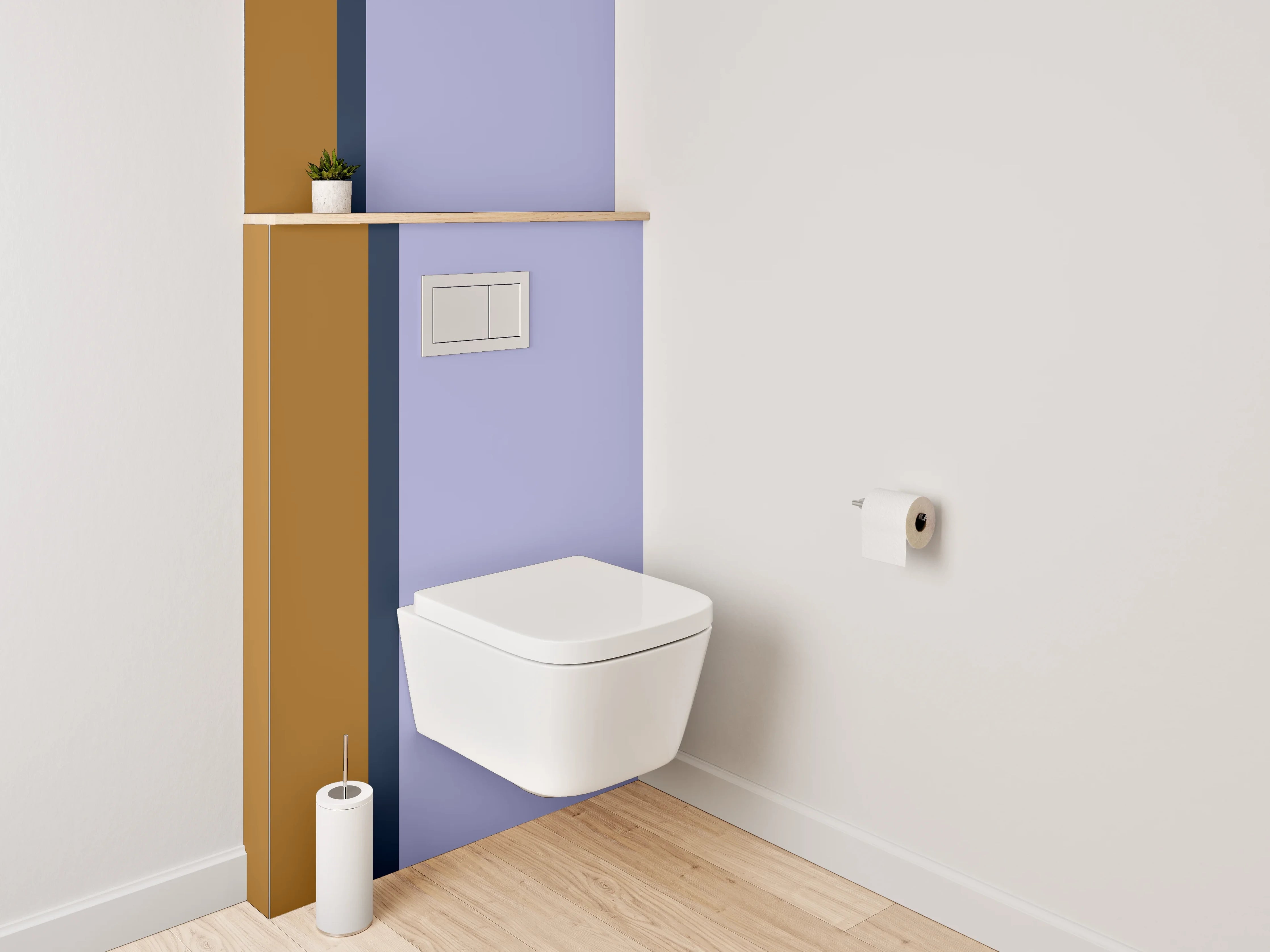 WC-Rückwand - Modernes Farbduo Braun Lila