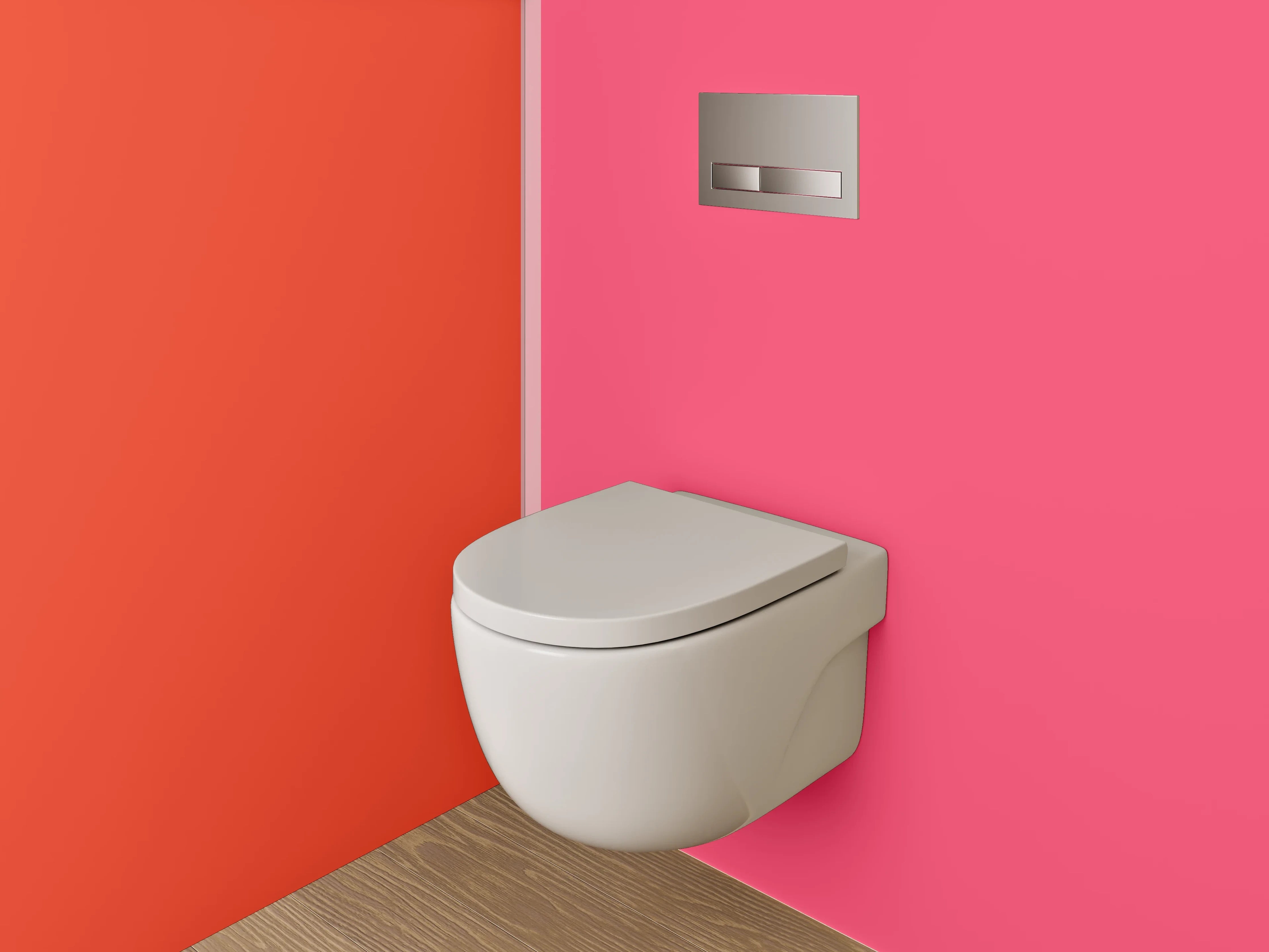 WC-Rückwand - Modernes Farbduo Rot Pink