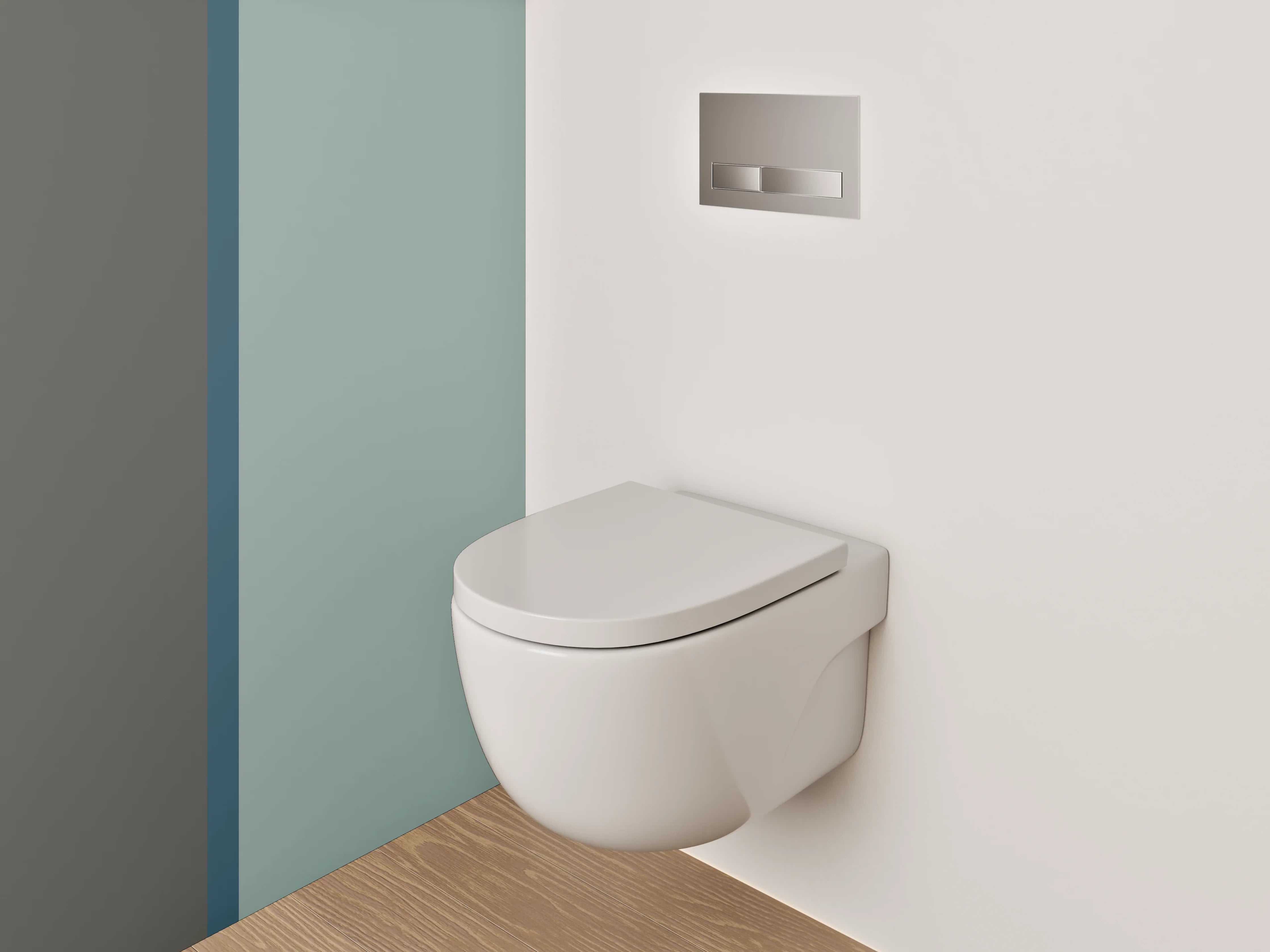 WC-Rückwand - Modernes Farbduo: Grau mit Hellblau