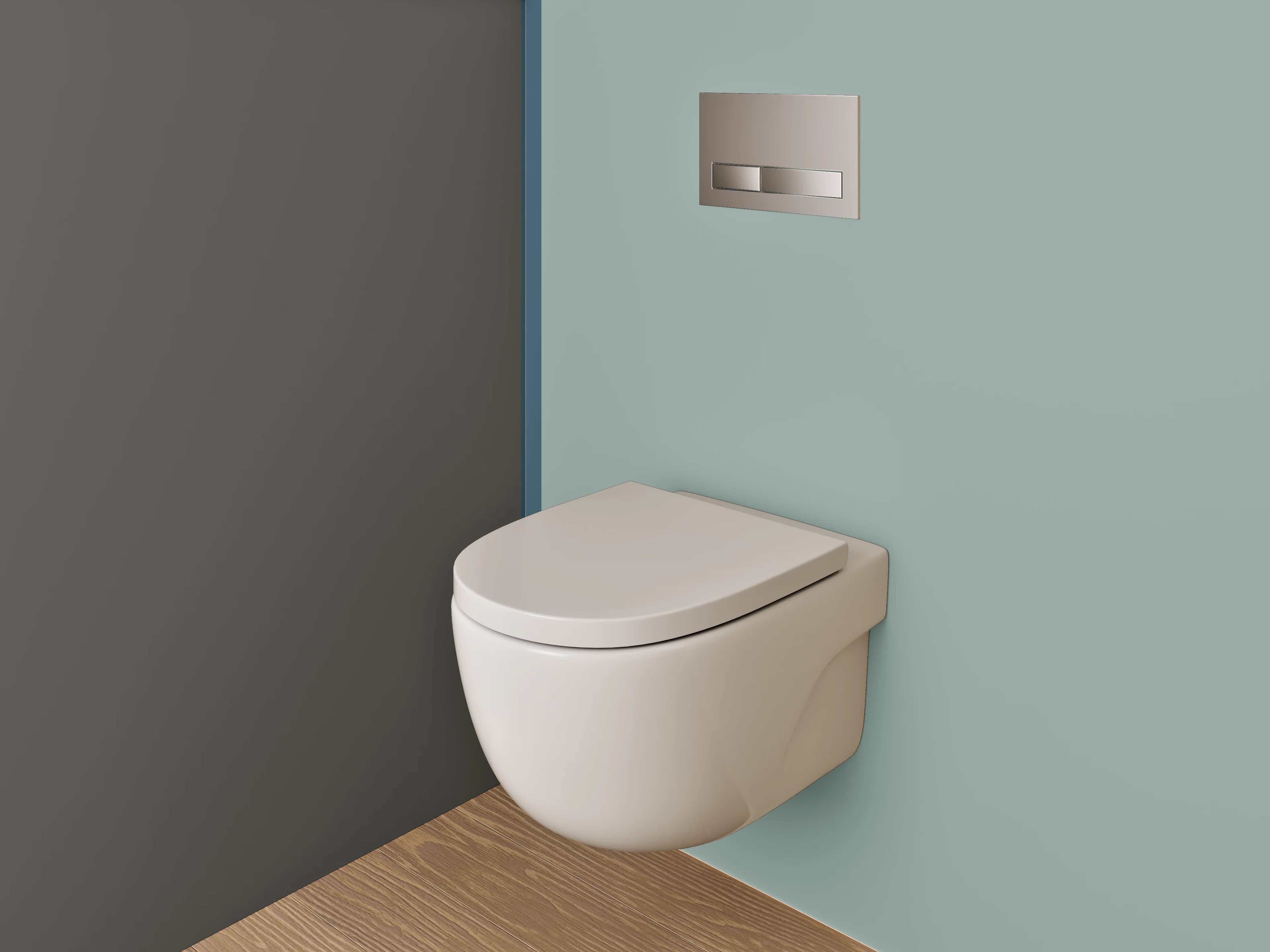 WC-Rückwand - Modernes Farbduo: Grau mit Hellblau
