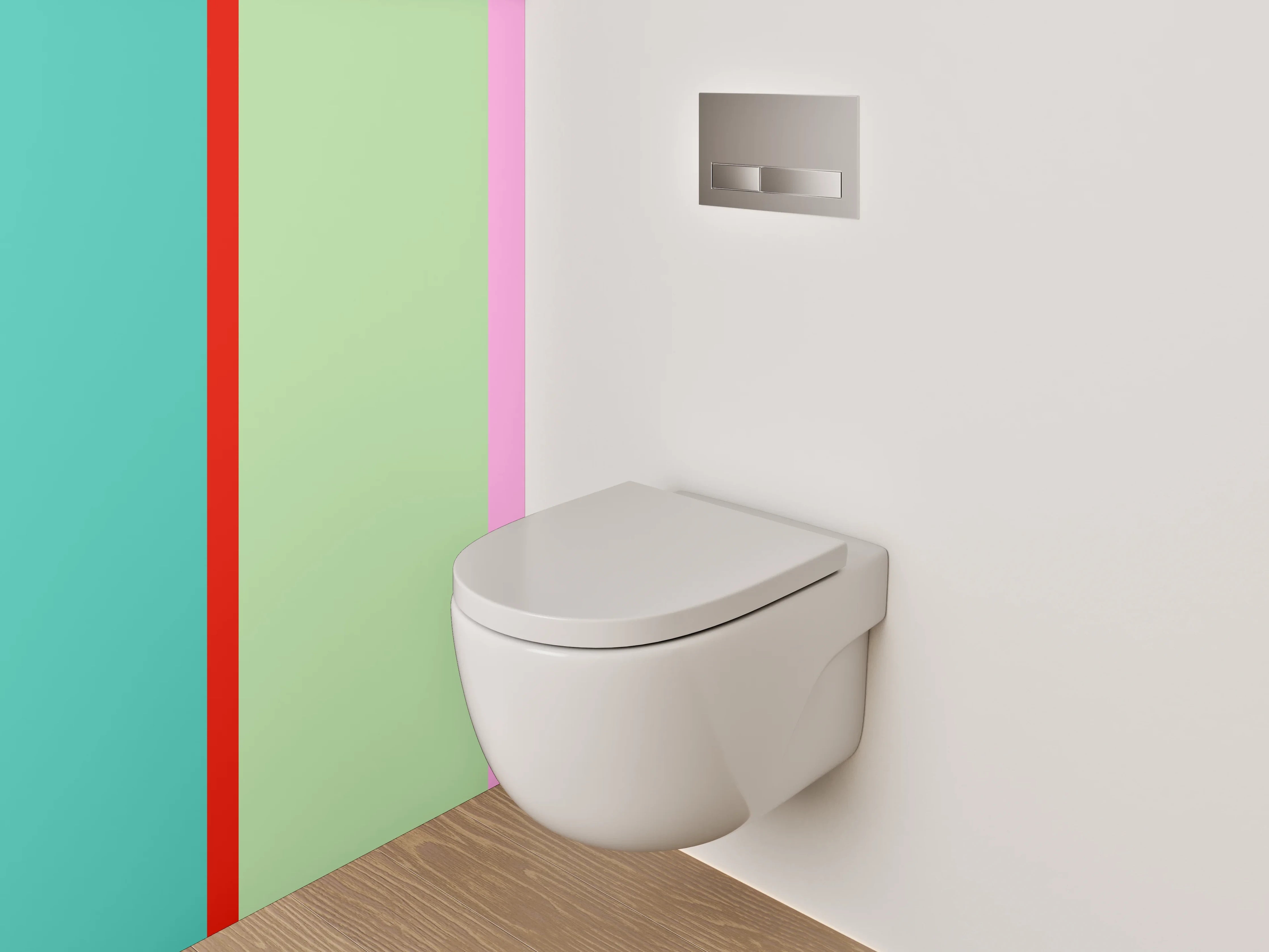 WC-Rückwand - Modernes Farbfeld-Design Türkis Rosa