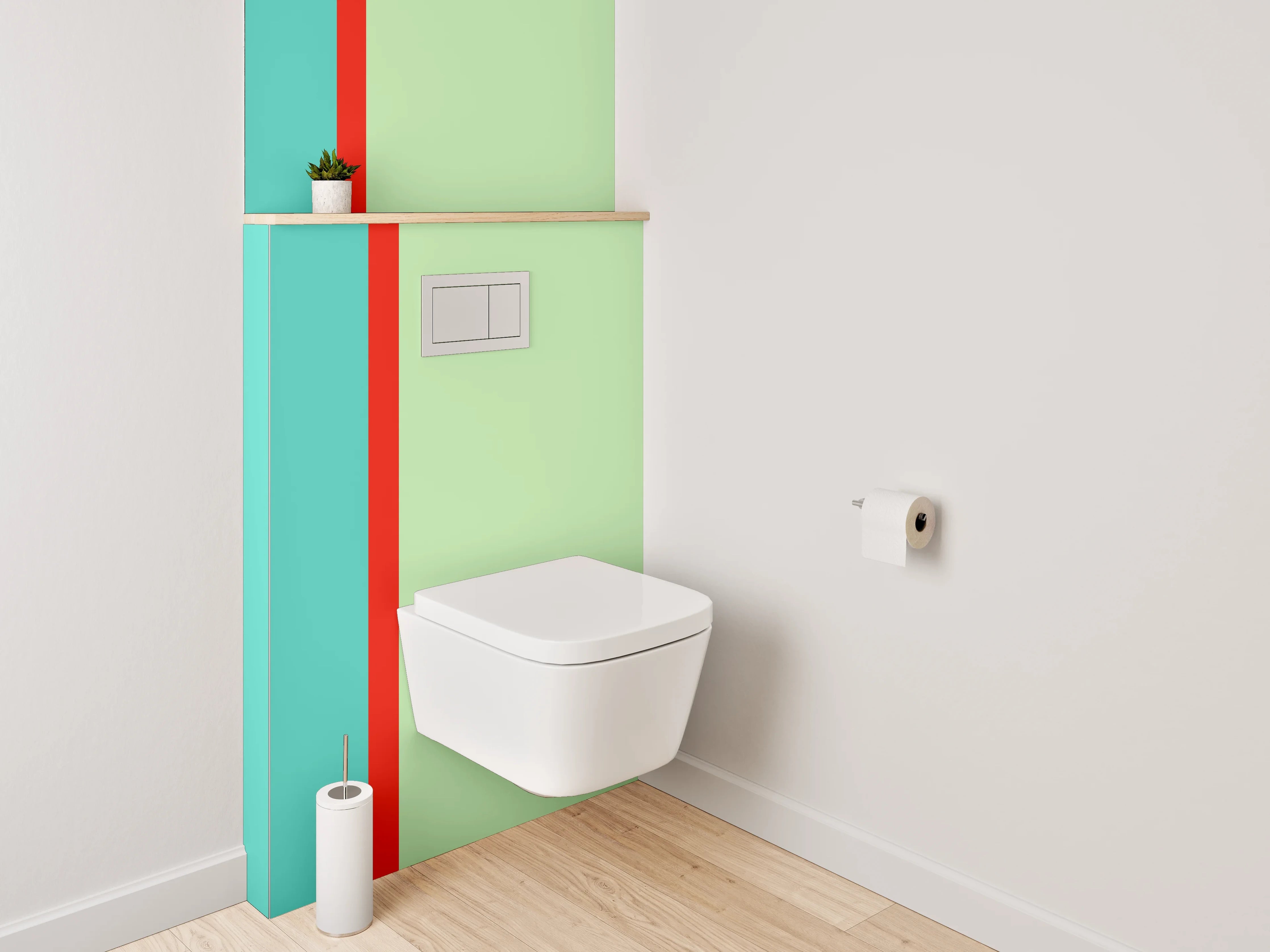 WC-Rückwand - Modernes Farbfeld-Design Türkis Rosa