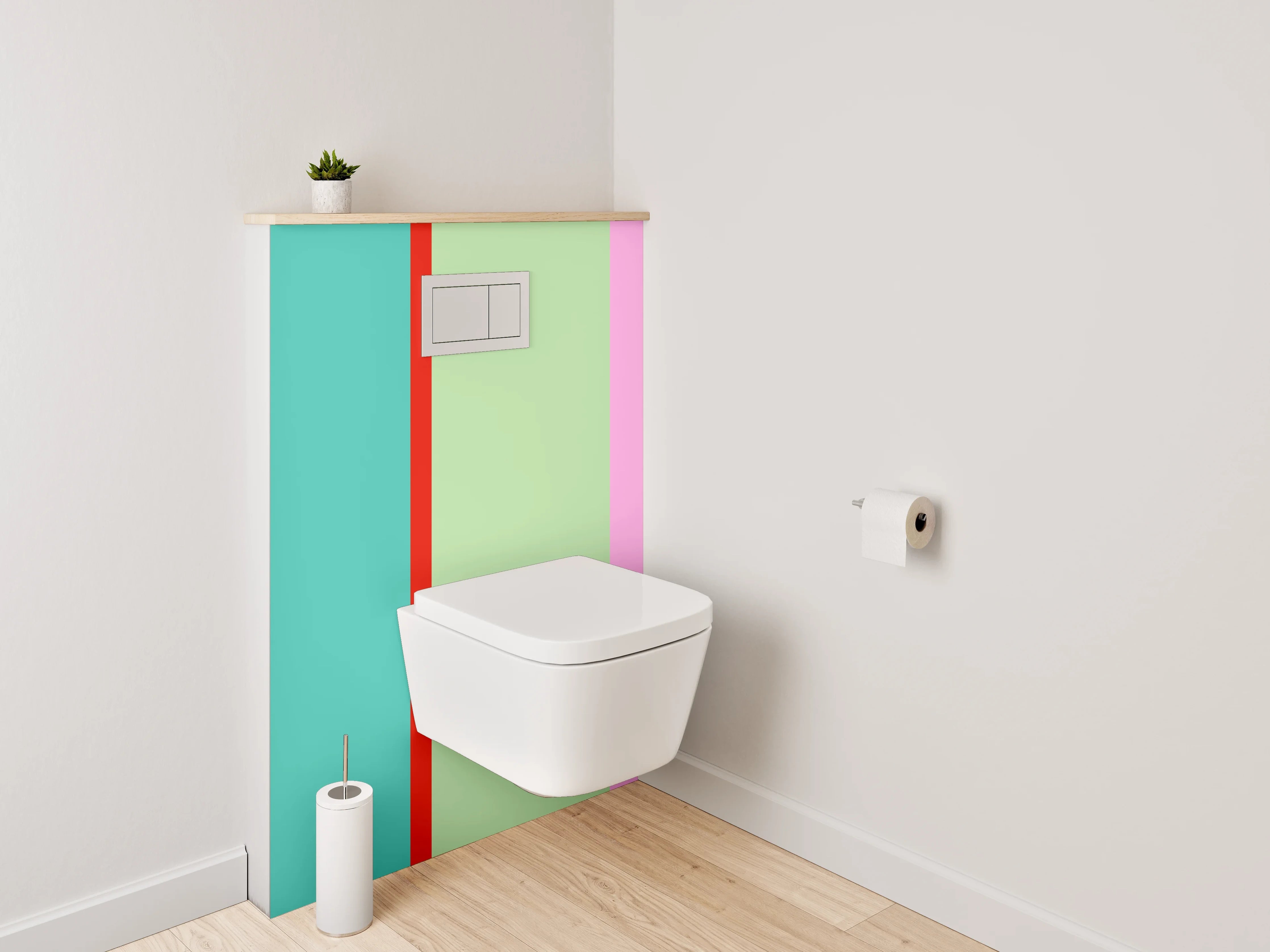 WC-Rückwand - Modernes Farbfeld-Design Türkis Rosa