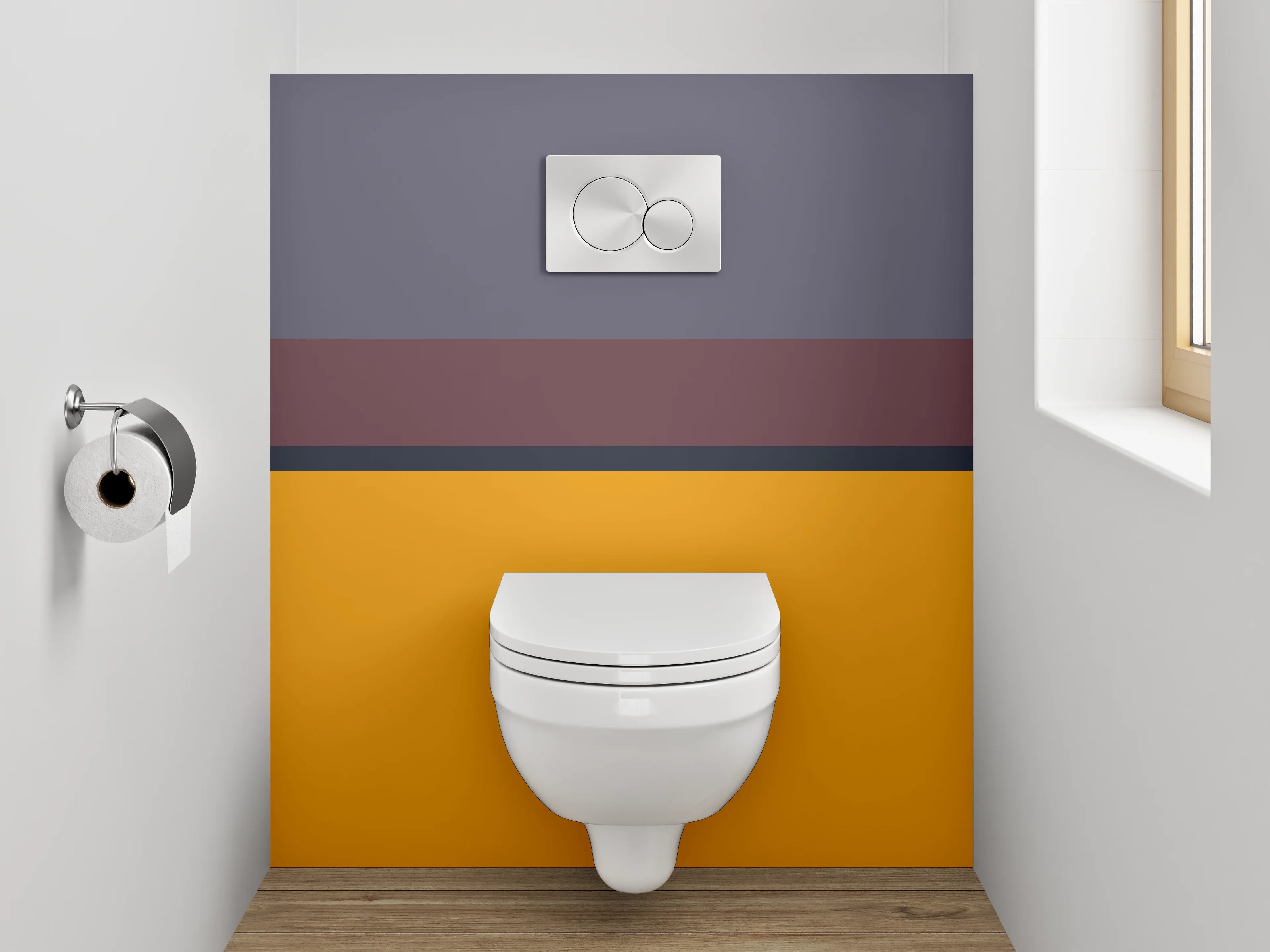 WC-Rückwand - Modernes Farbfeld Orange Lila Grau
