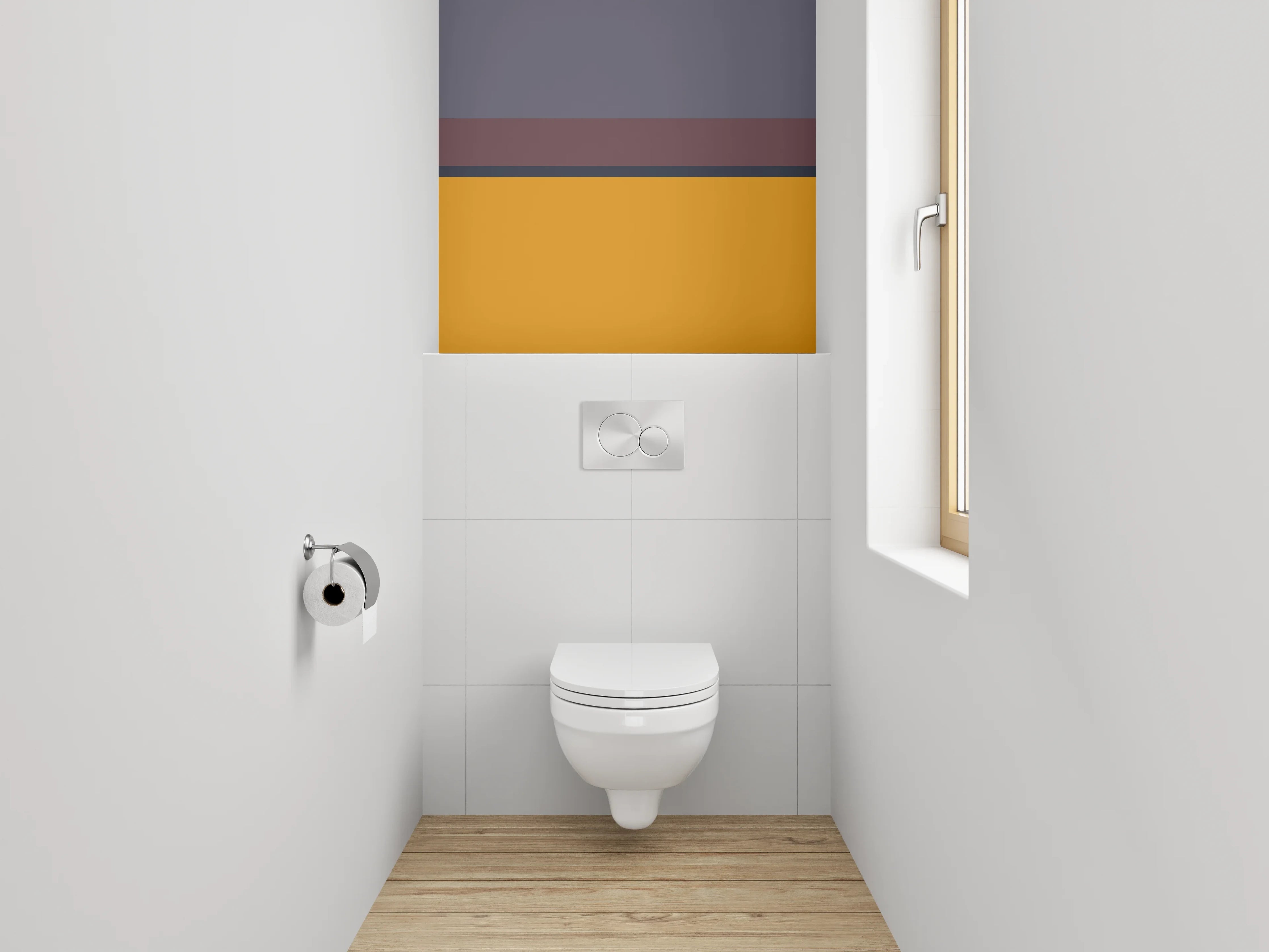 WC-Rückwand - Modernes Farbfeld Orange Lila Grau