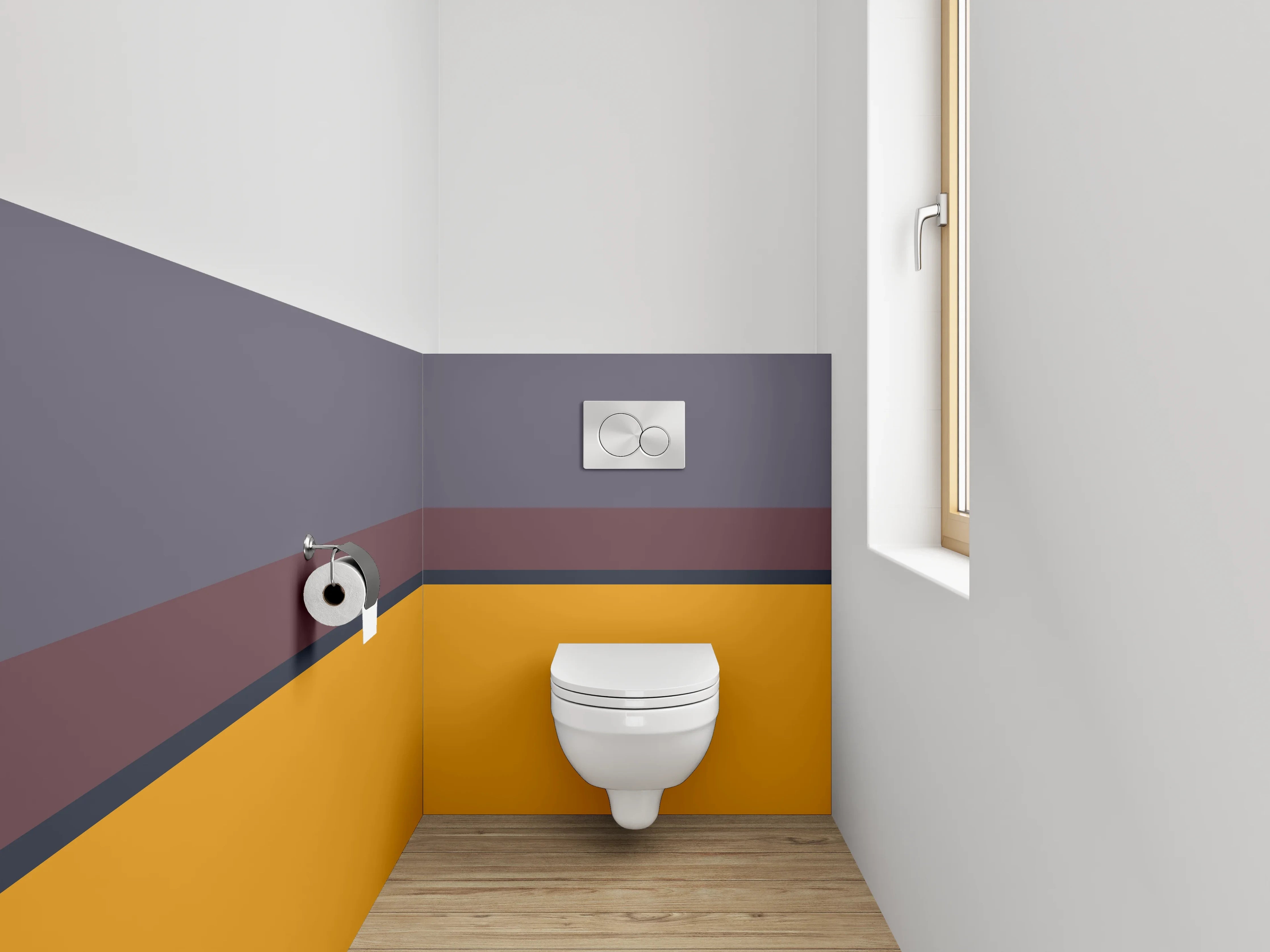 WC-Rückwand - Modernes Farbfeld Orange Lila Grau