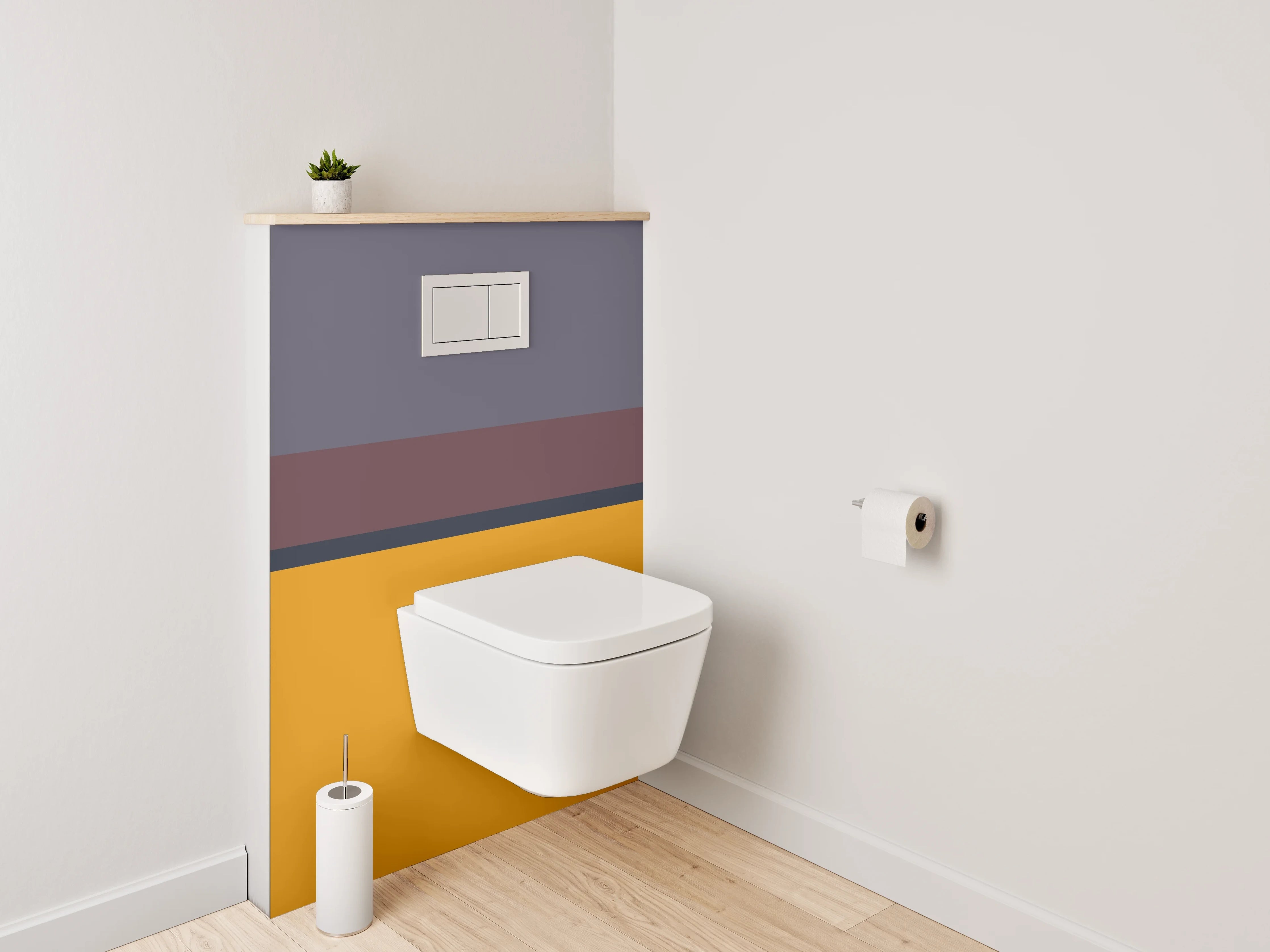 WC-Rückwand - Modernes Farbfeld Orange Lila Grau