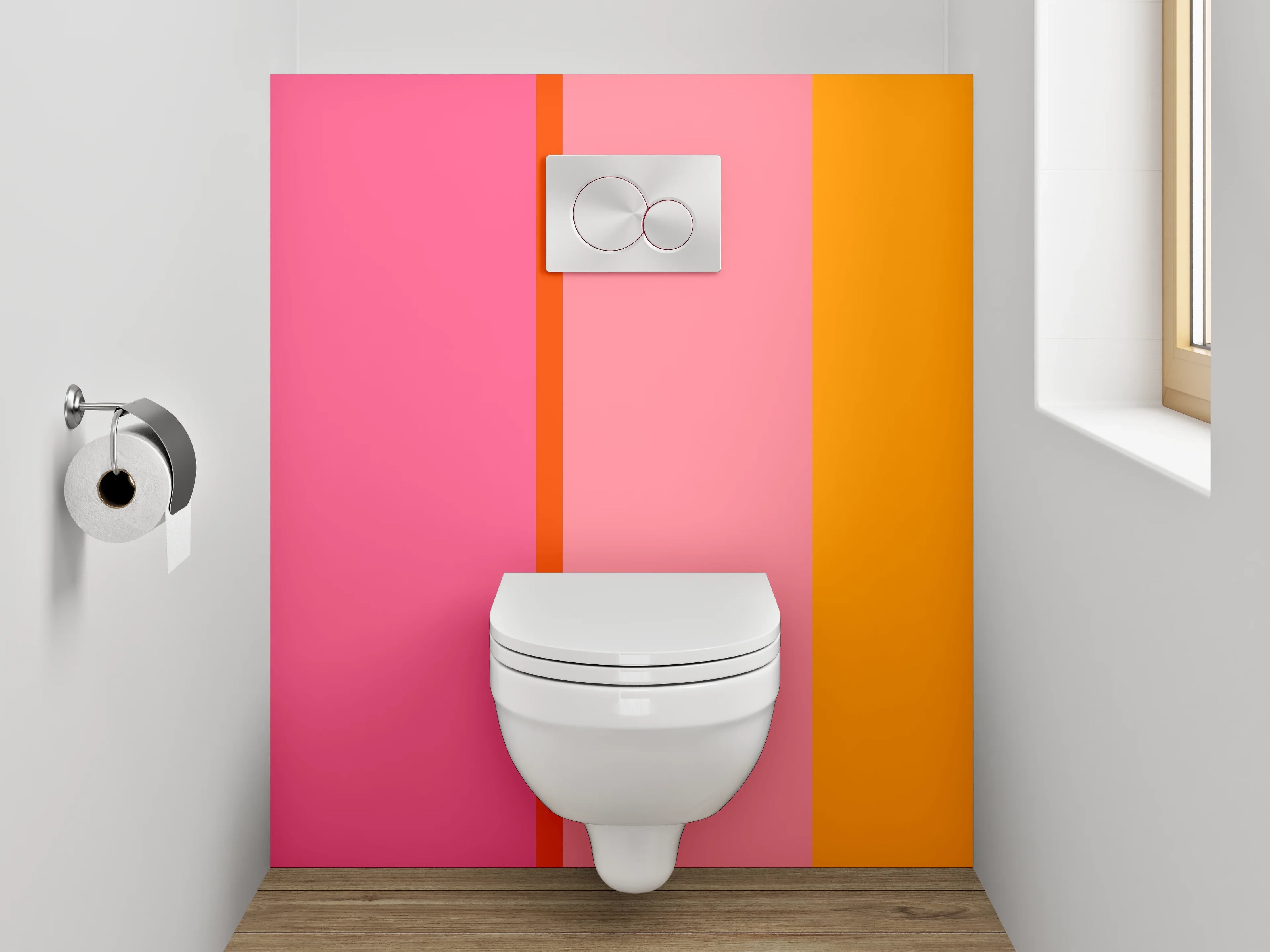WC-Rückwand - Modernes Farbfeld Pink Orange