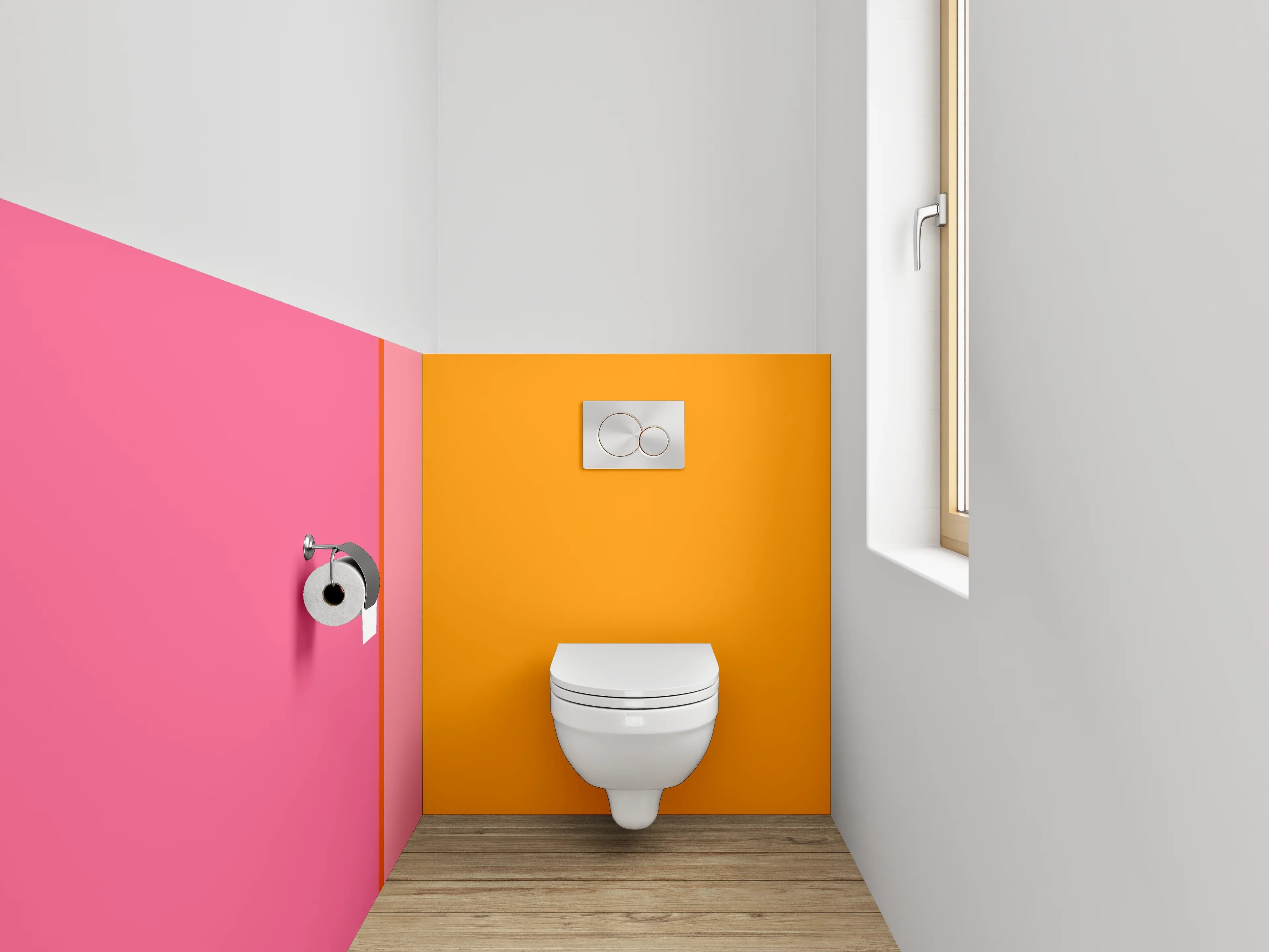WC-Rückwand - Modernes Farbfeld Pink Orange