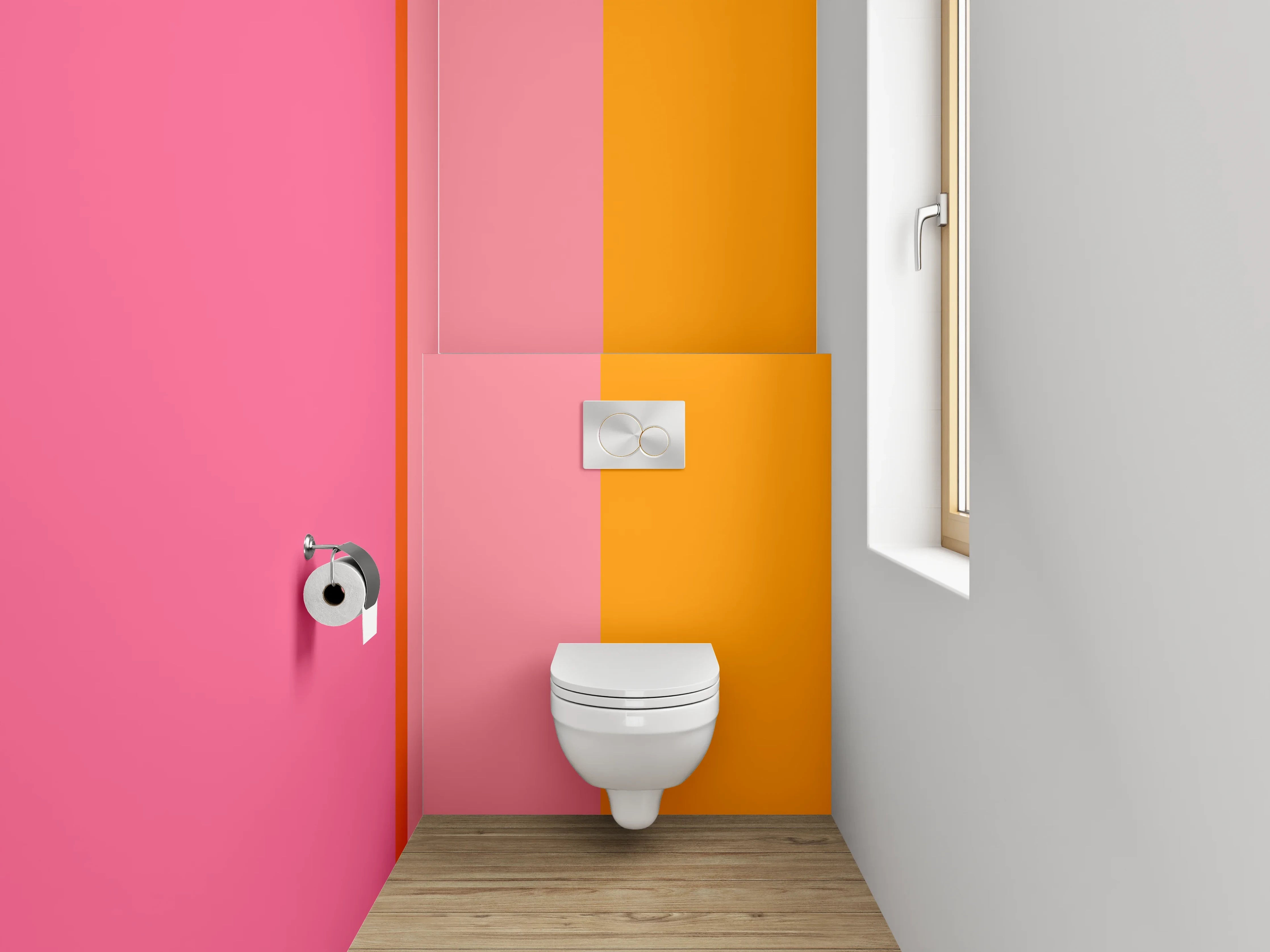 WC-Rückwand - Modernes Farbfeld Pink Orange