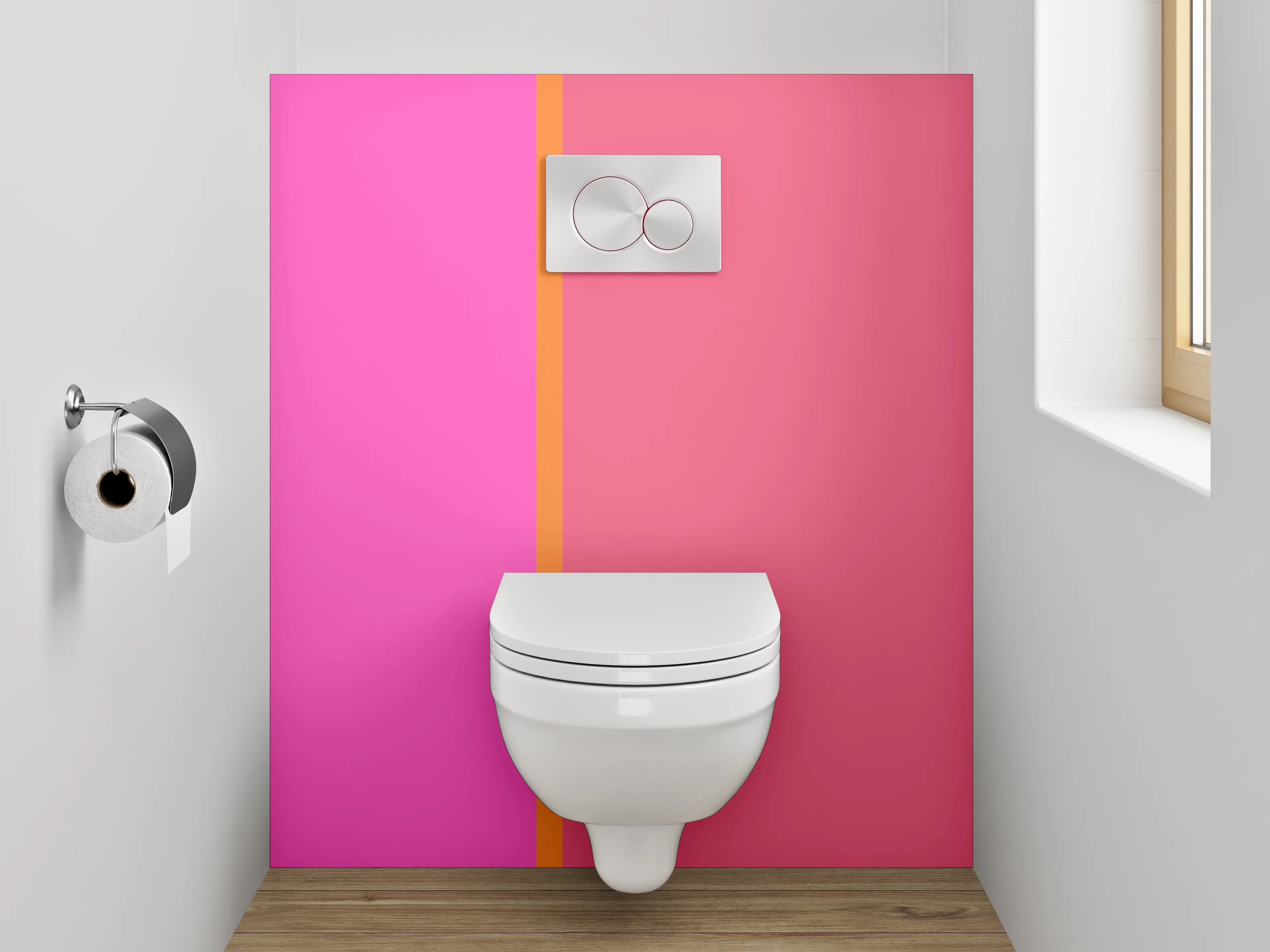 WC-Rückwand - Modernes Farbfeld Rosa Pink Orange