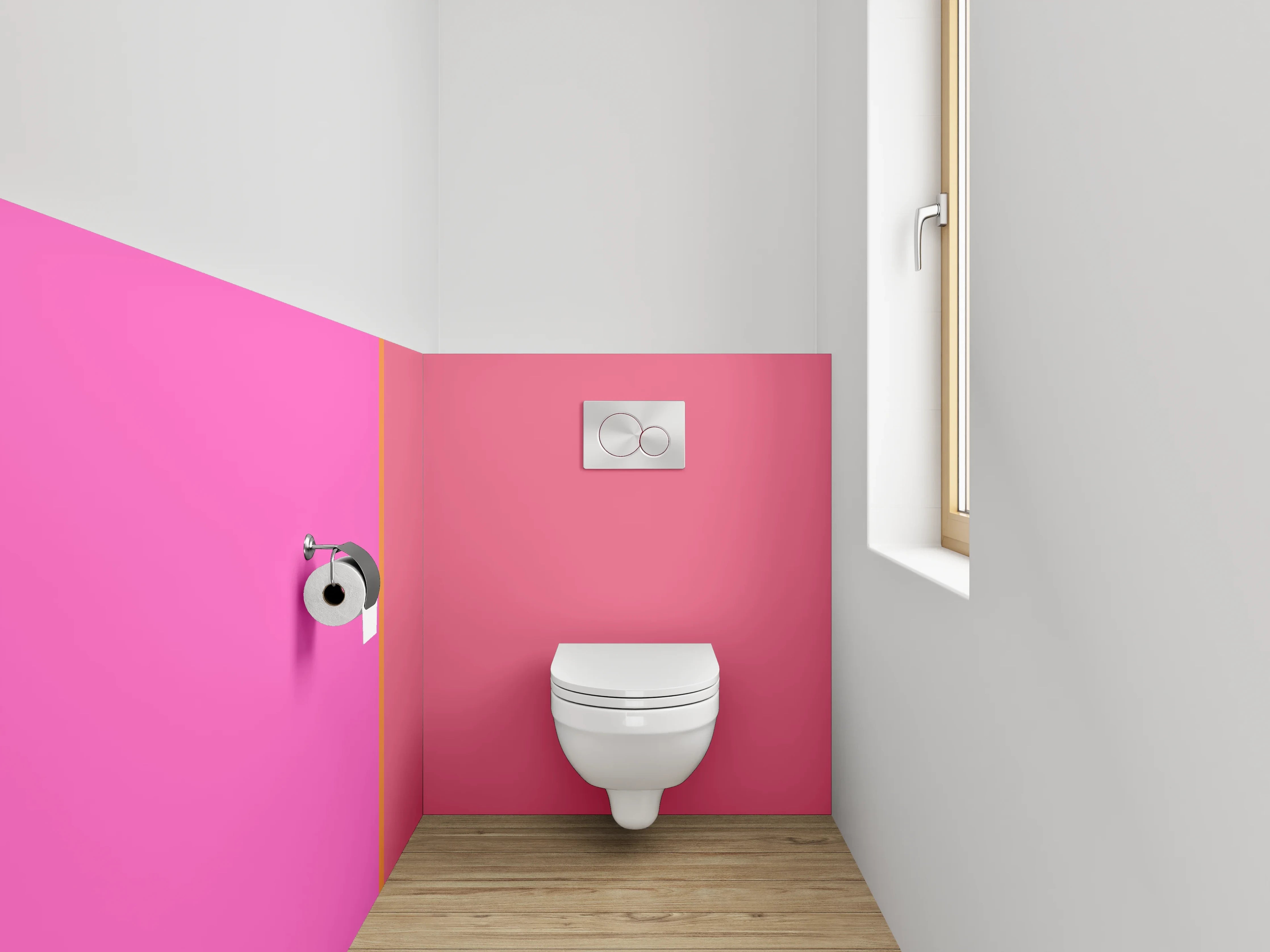 WC-Rückwand - Modernes Farbfeld Rosa Pink Orange