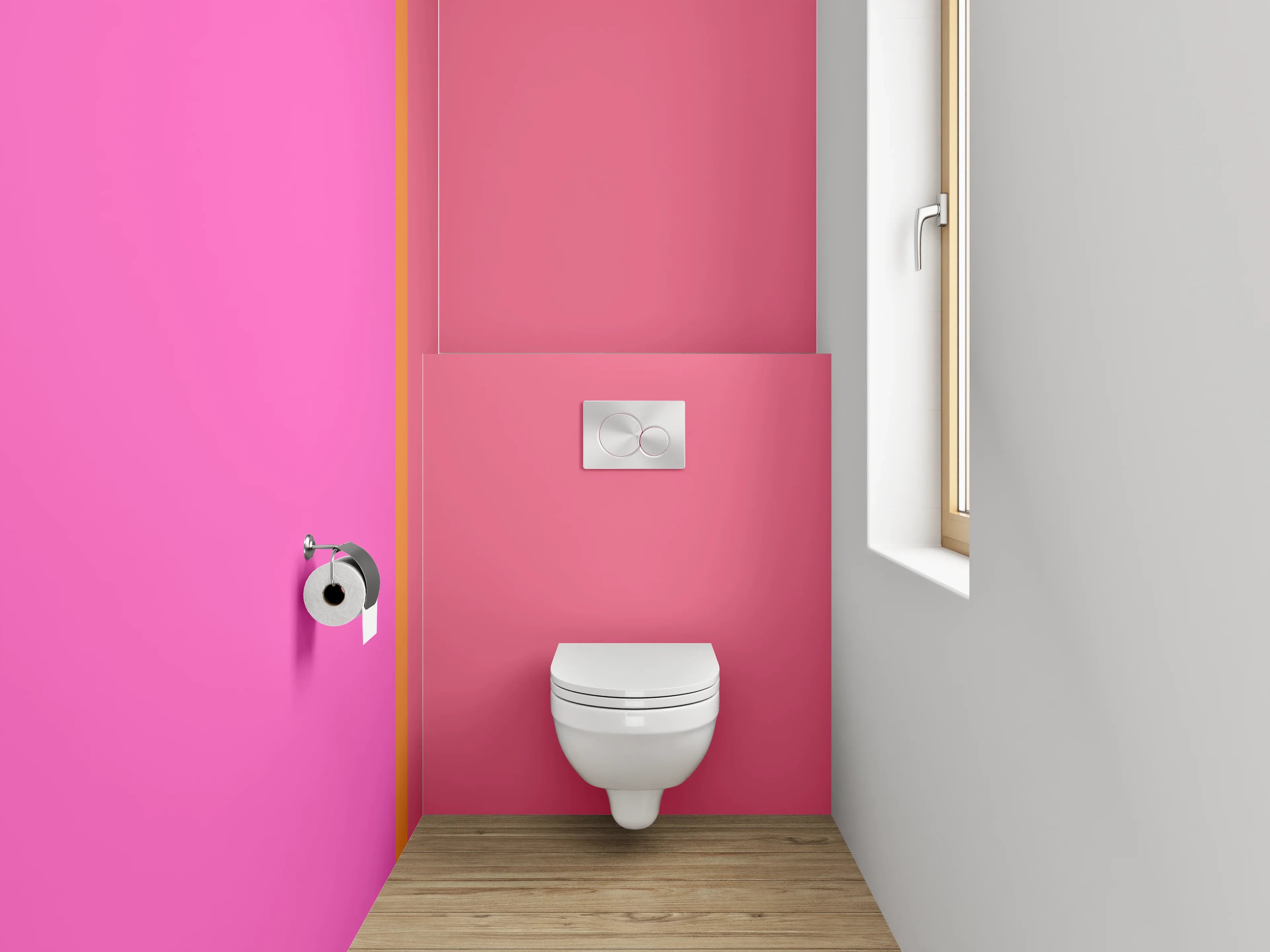 WC-Rückwand - Modernes Farbfeld Rosa Pink Orange