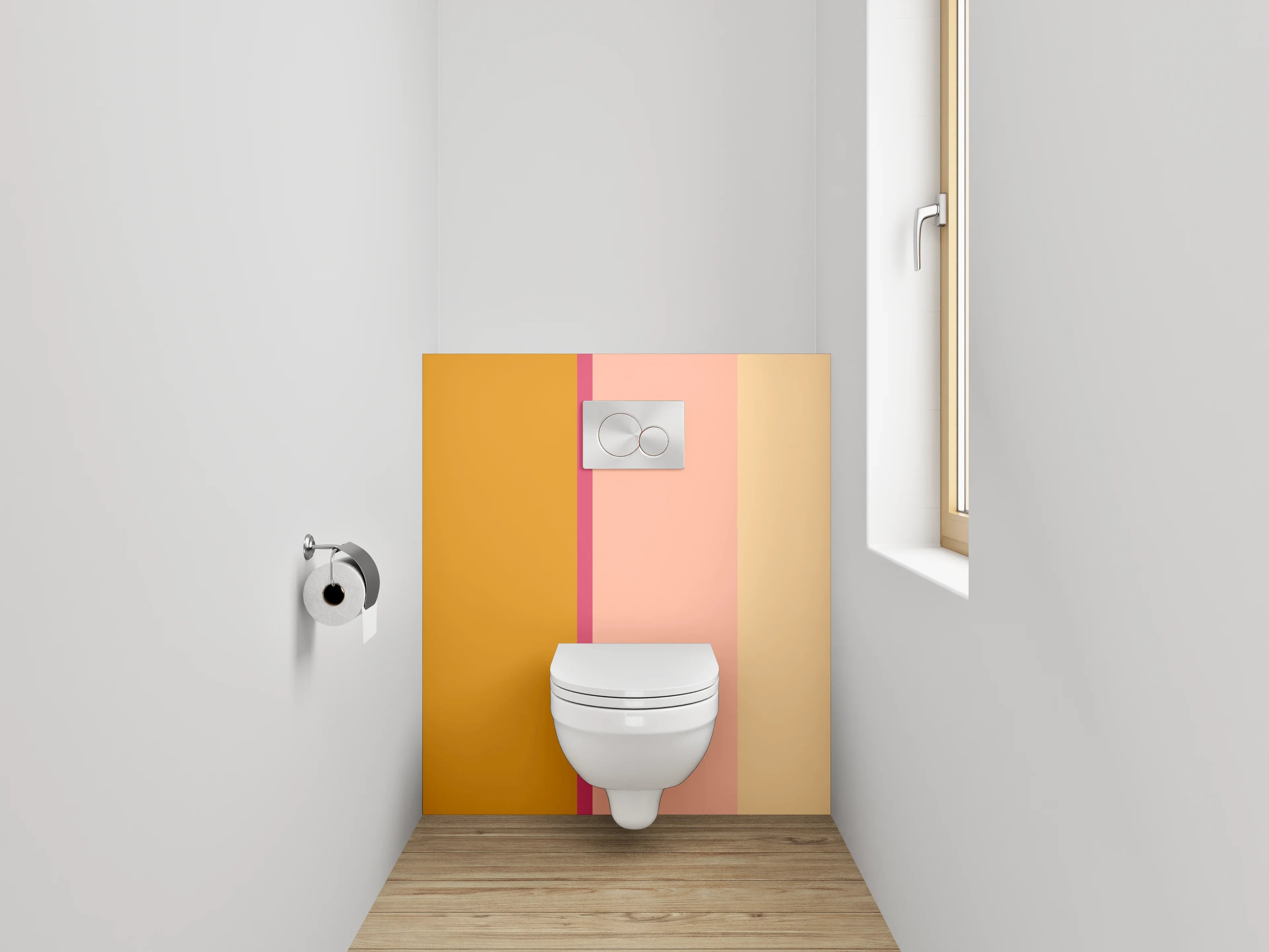 WC-Rückwand - Modernes Farbspiel Orange Beige Rosa