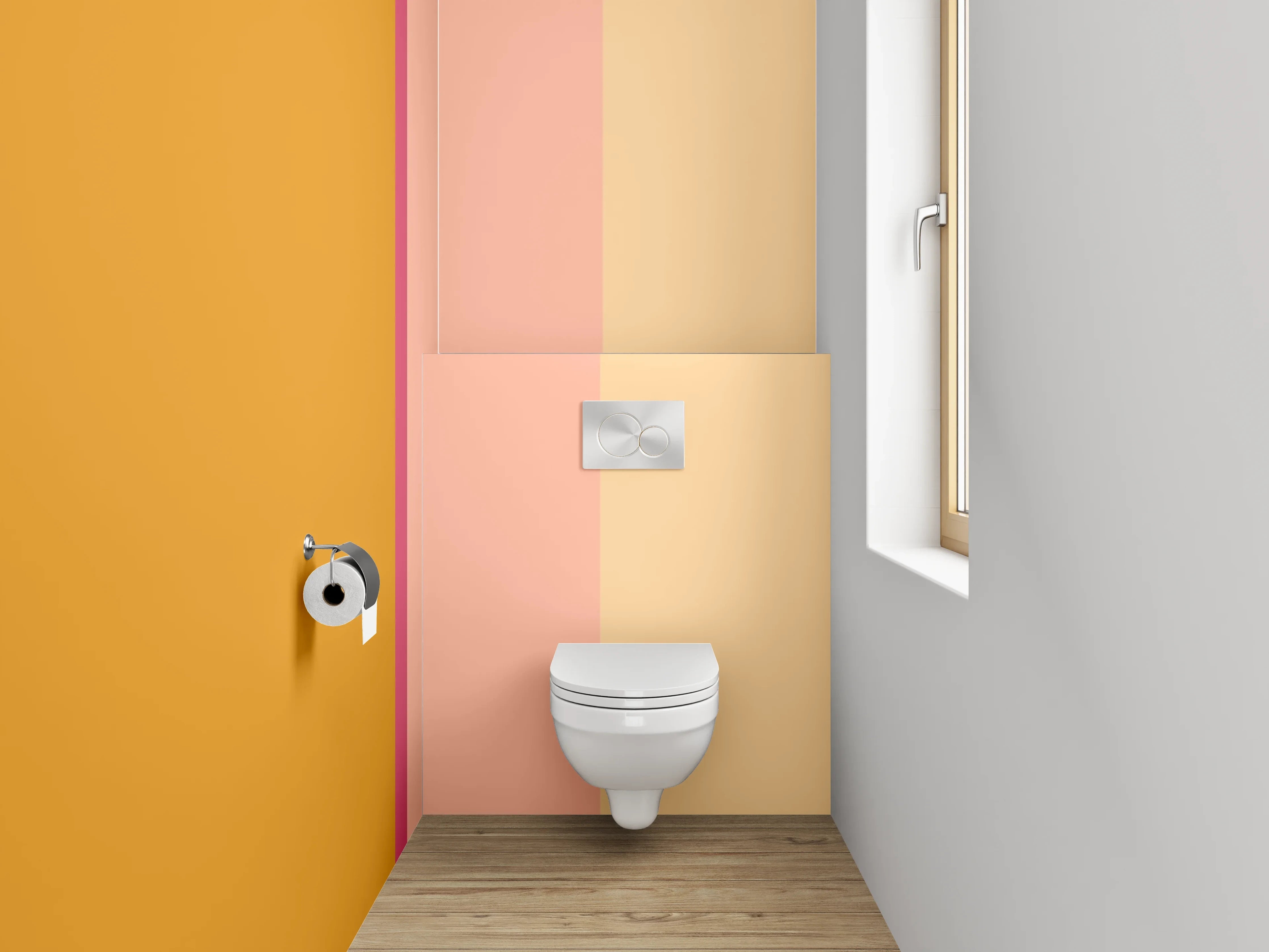 WC-Rückwand - Modernes Farbspiel Orange Beige Rosa