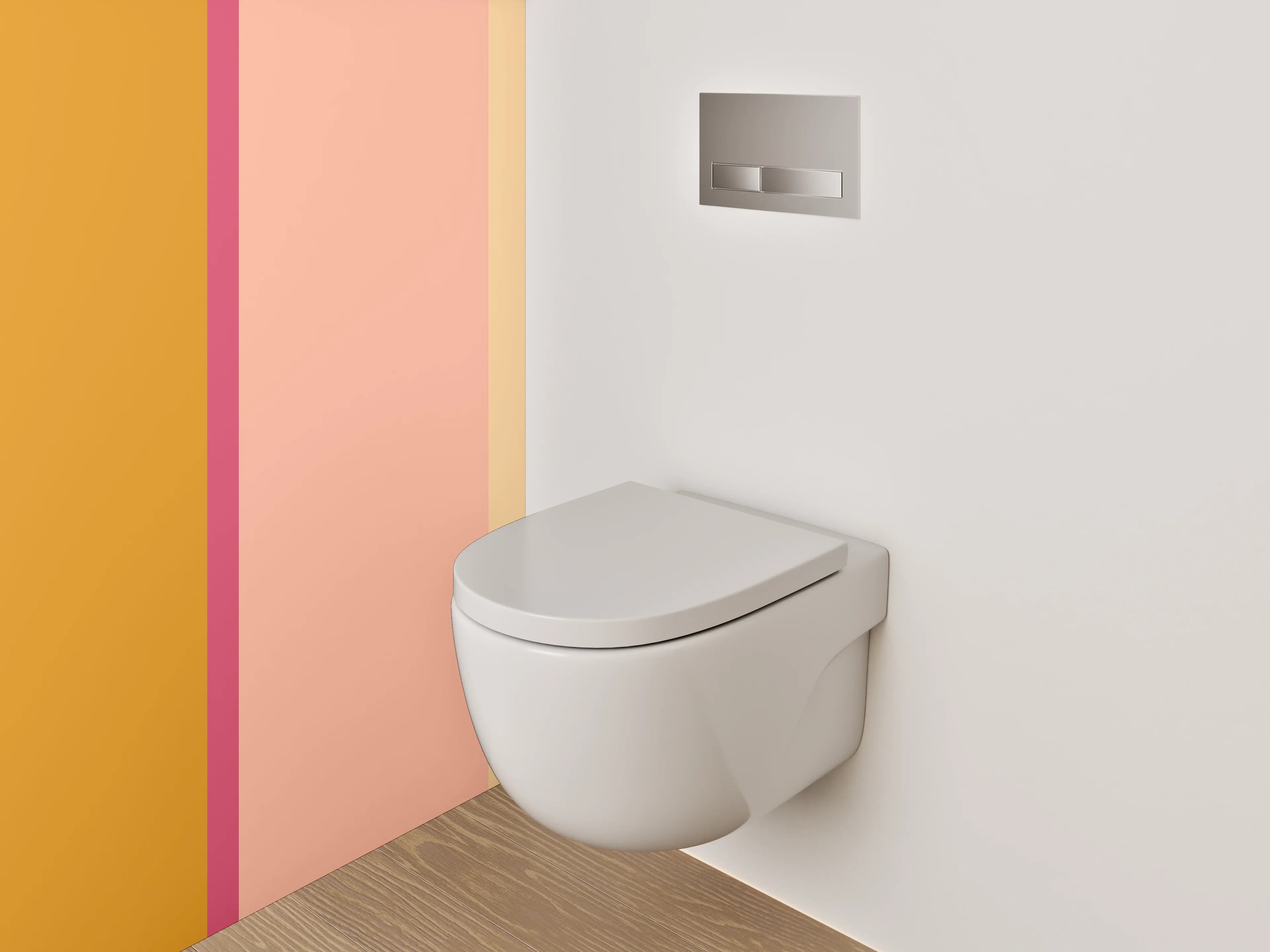 WC-Rückwand - Modernes Farbspiel Orange Beige Rosa
