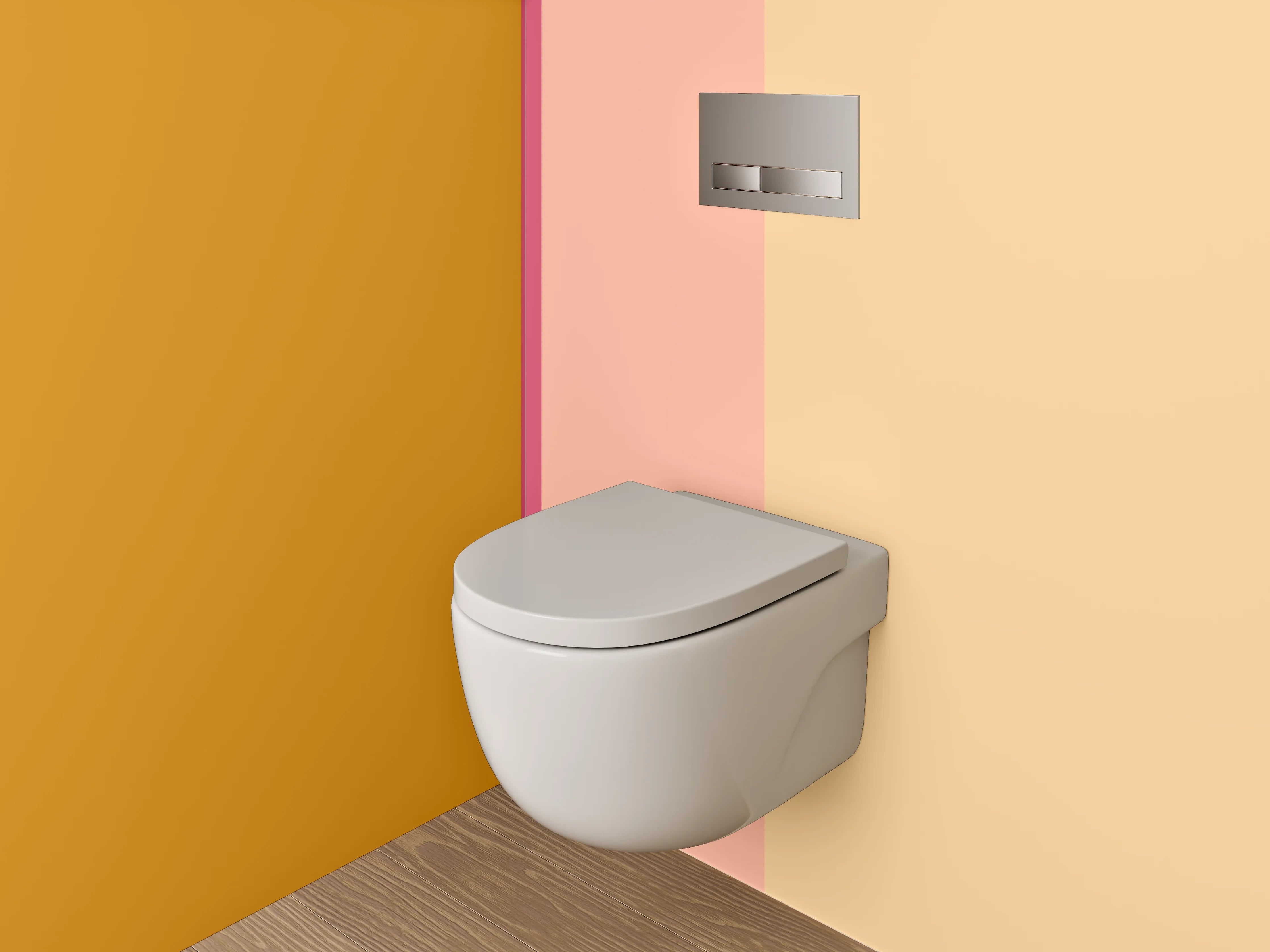 WC-Rückwand - Modernes Farbspiel Orange Beige Rosa