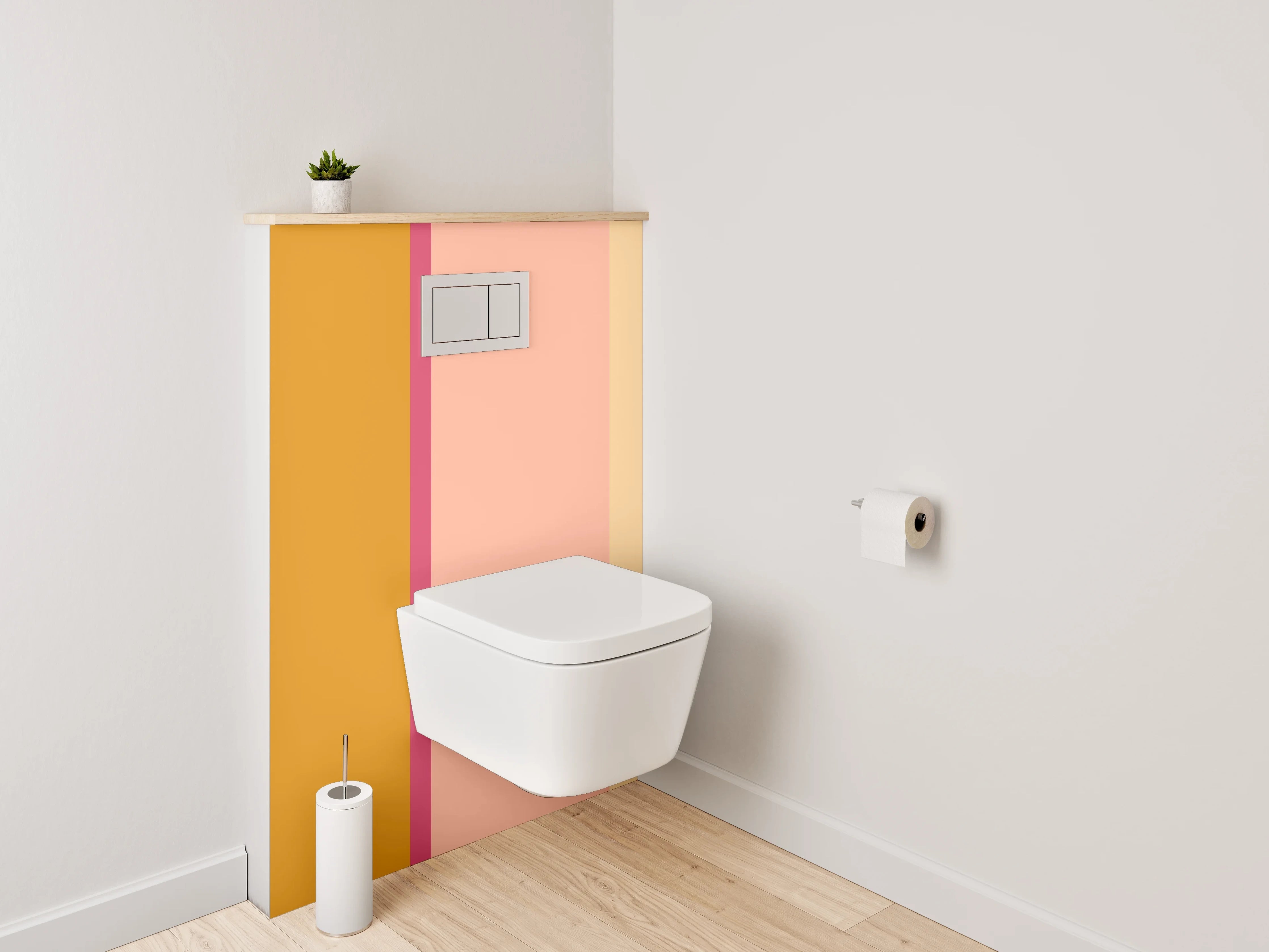 WC-Rückwand - Modernes Farbspiel Orange Beige Rosa