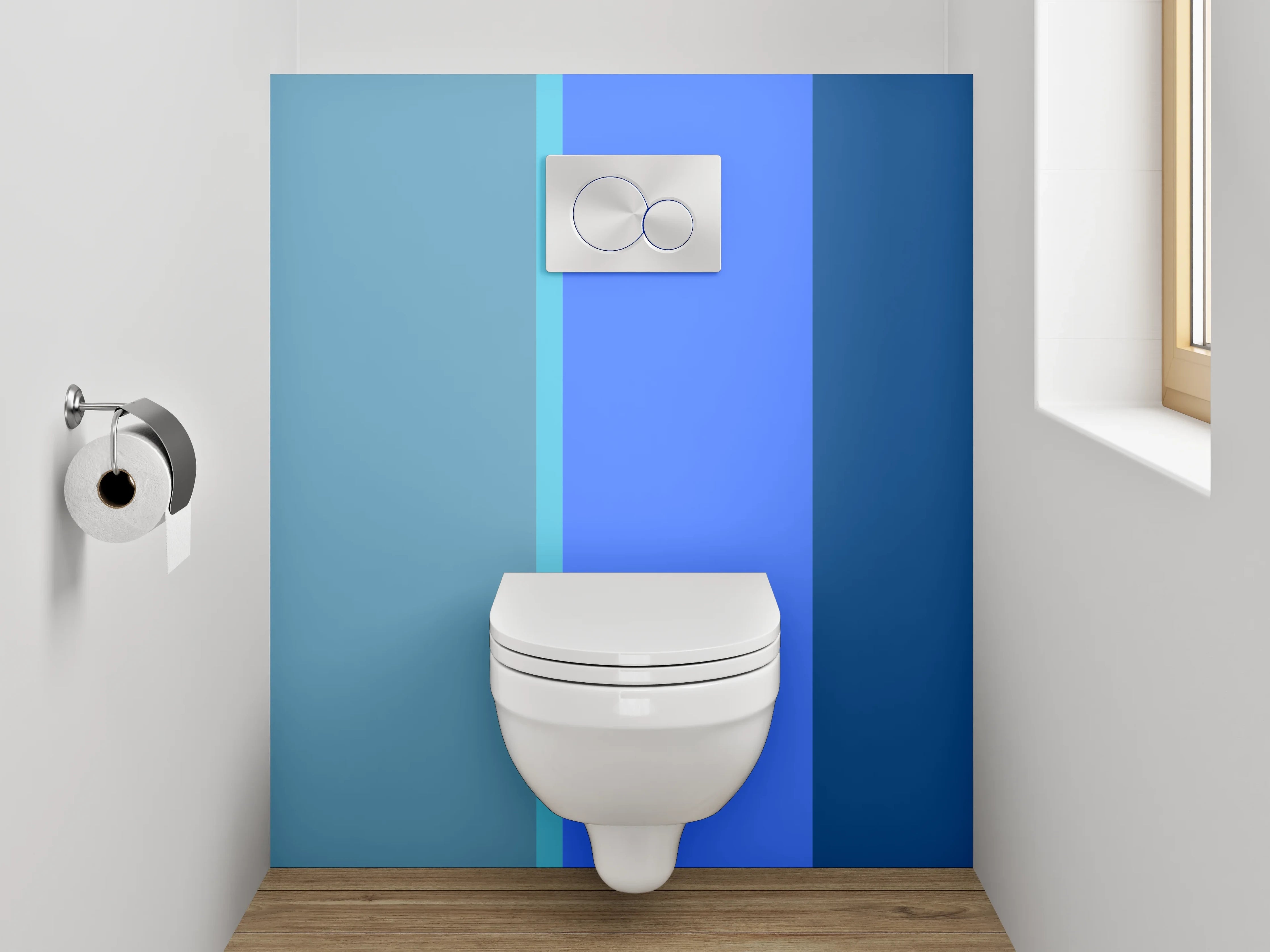 WC-Rückwand - Modernes Farbspiel in Blau und Türkis