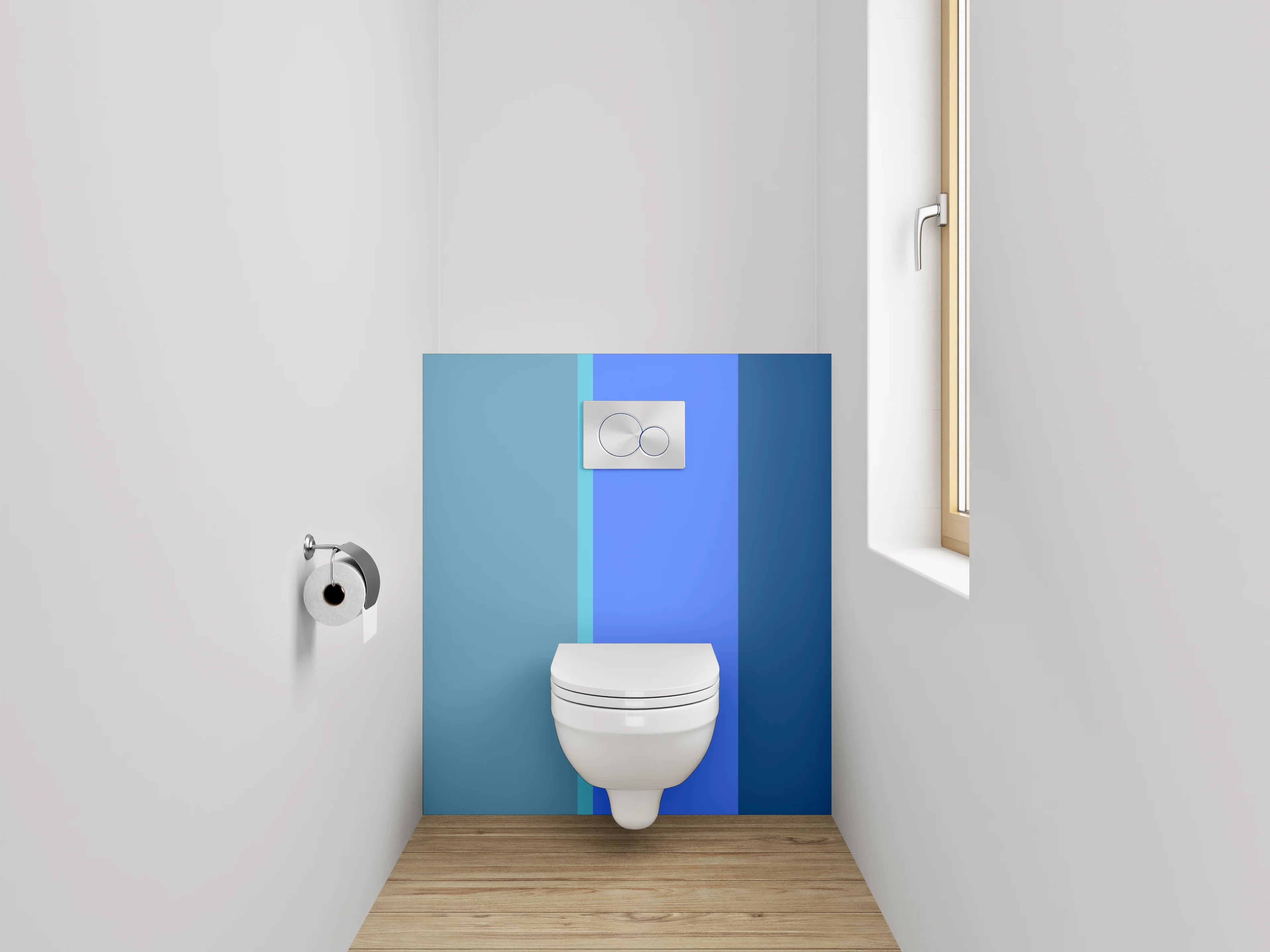 WC-Rückwand - Modernes Farbspiel in Blau und Türkis