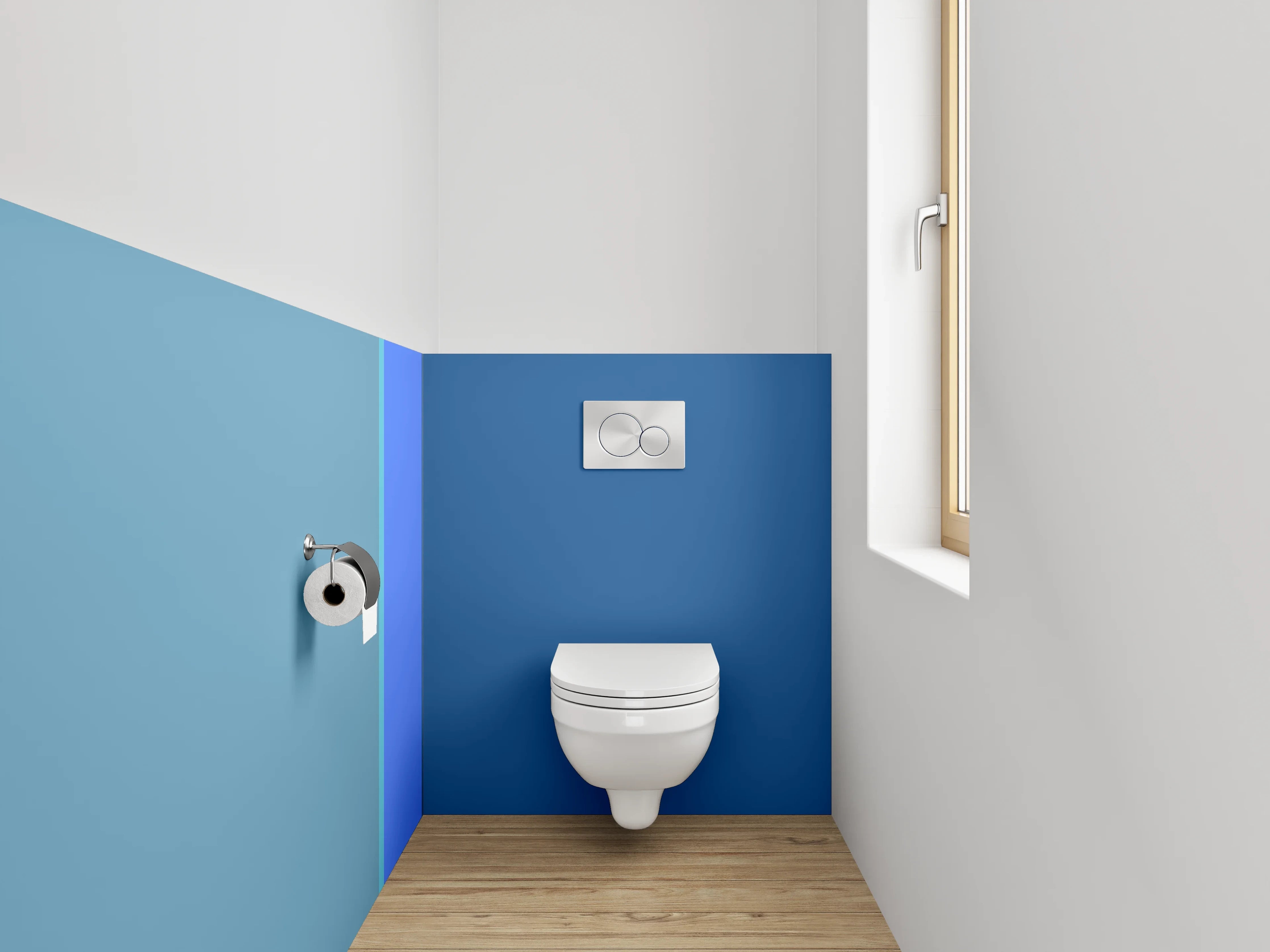 WC-Rückwand - Modernes Farbspiel in Blau und Türkis