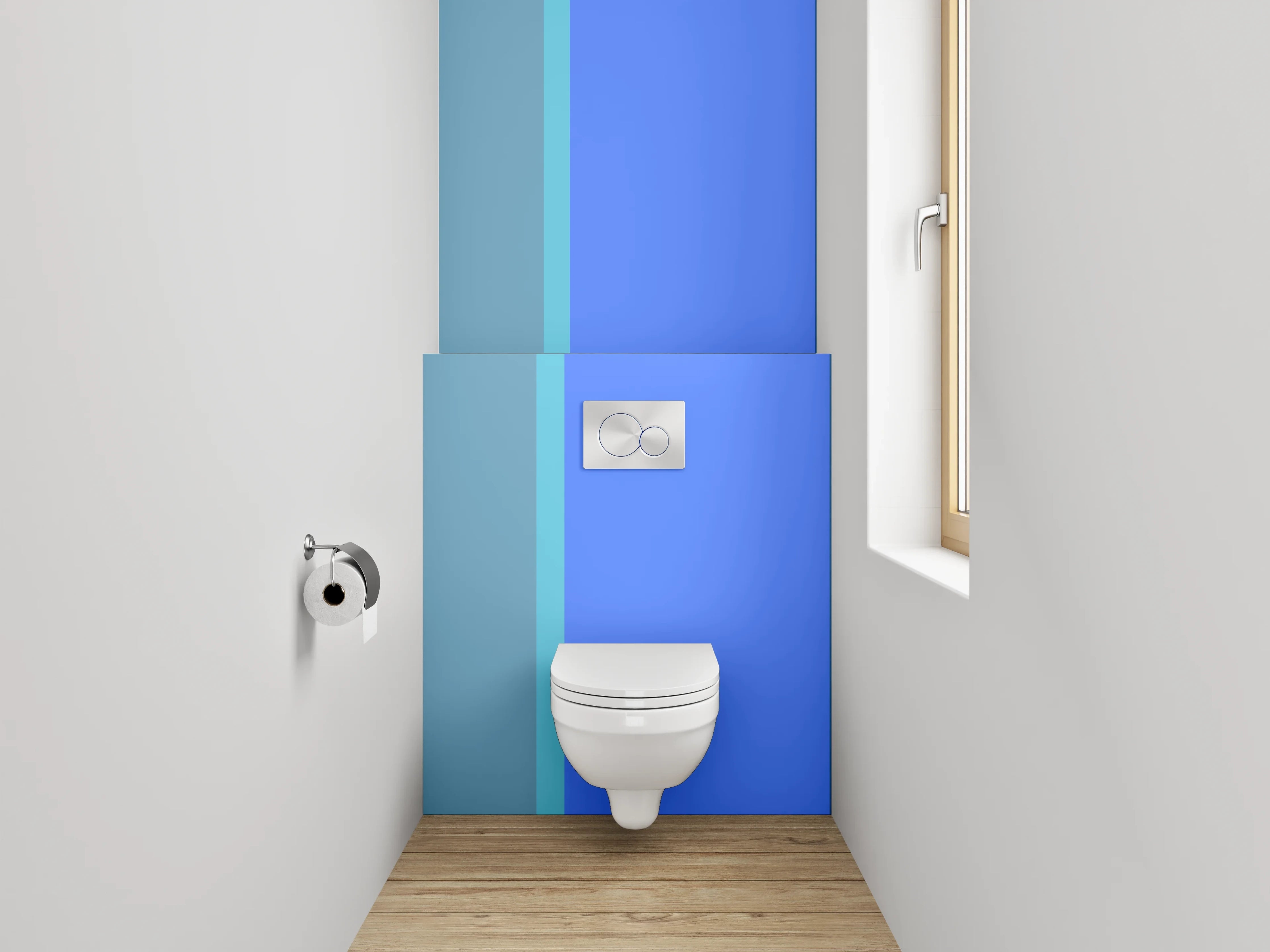 WC-Rückwand - Modernes Farbspiel in Blau und Türkis