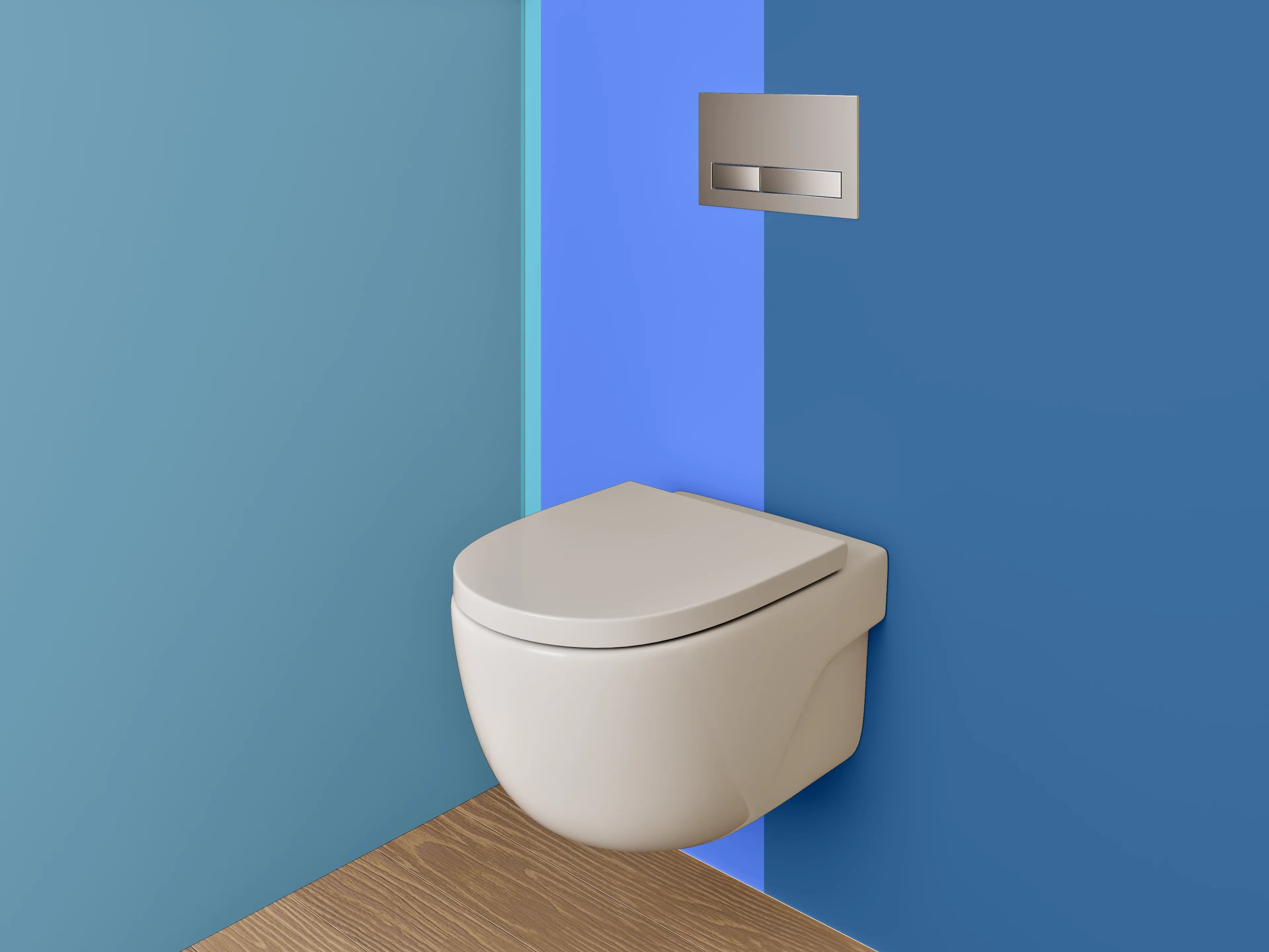 WC-Rückwand - Modernes Farbspiel in Blau und Türkis
