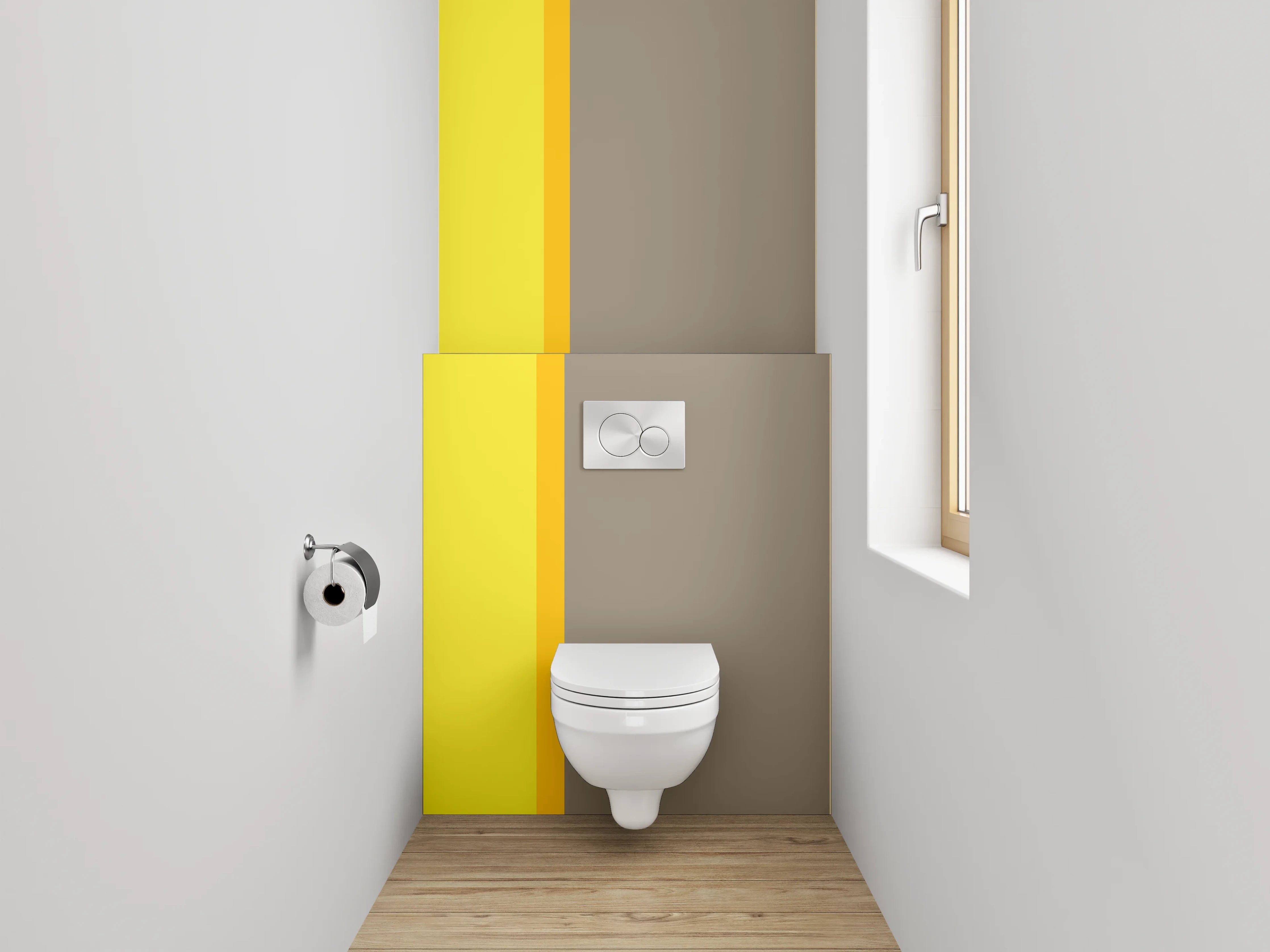 WC-Rückwand - Modernes Farbstreifen-Design Gelb Beige