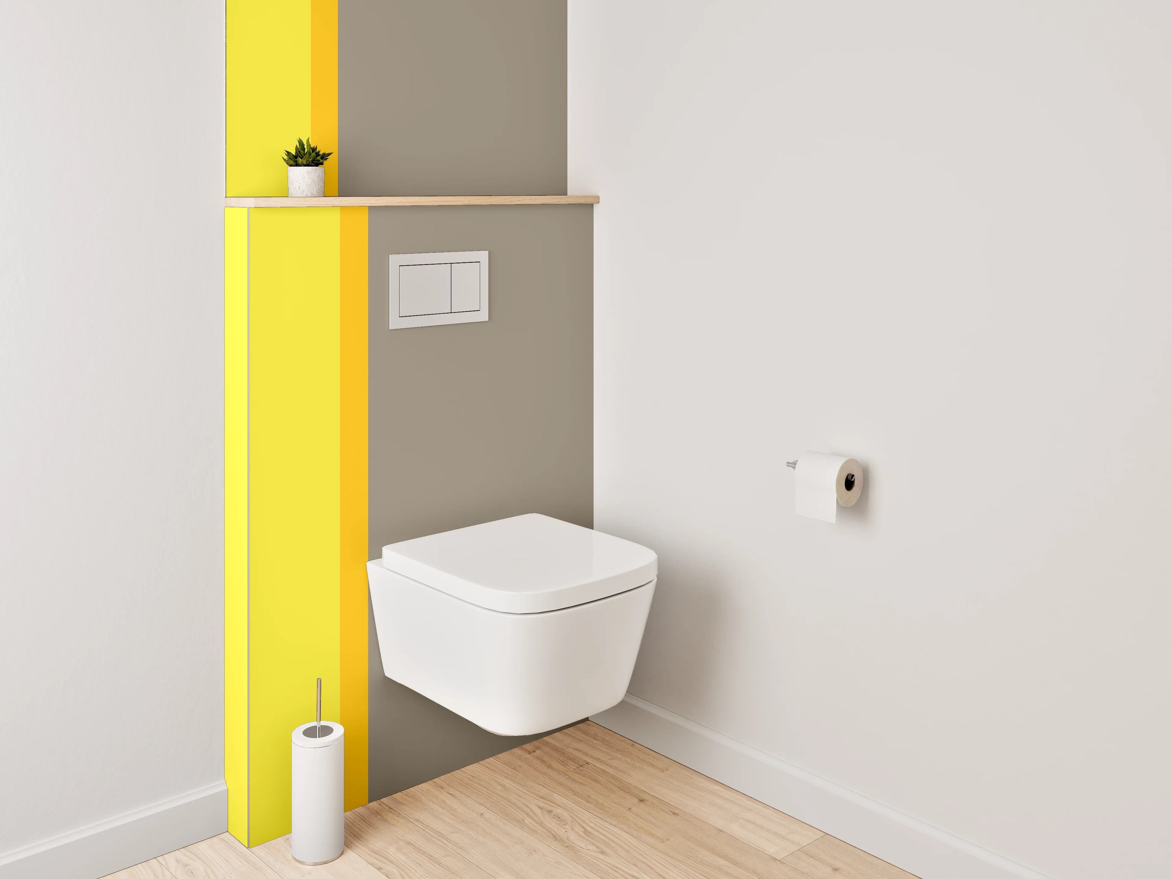 WC-Rückwand - Modernes Farbstreifen-Design Gelb Beige