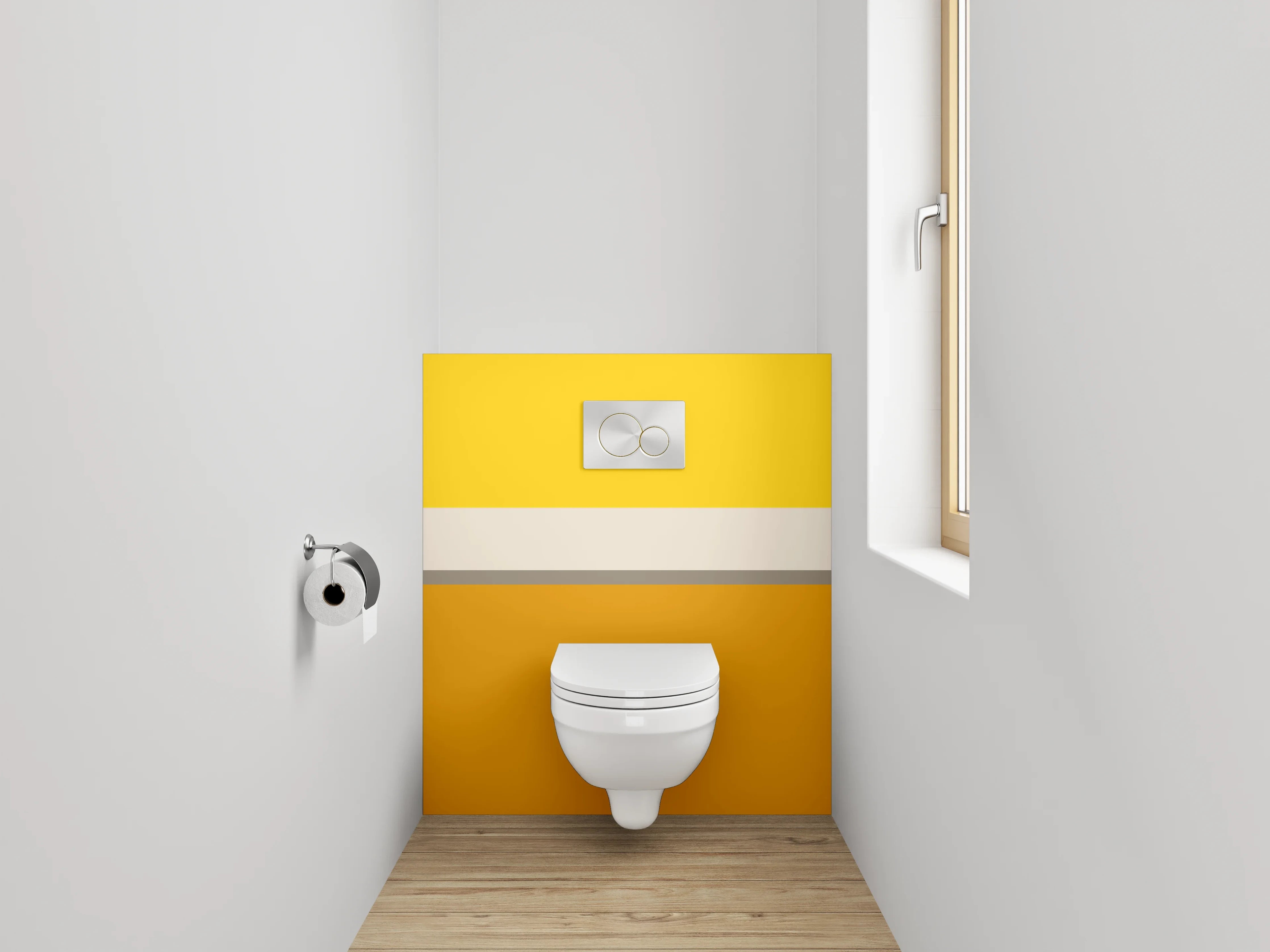 WC-Rückwand - Modernes Farbstreifen-Design Gelb Orange