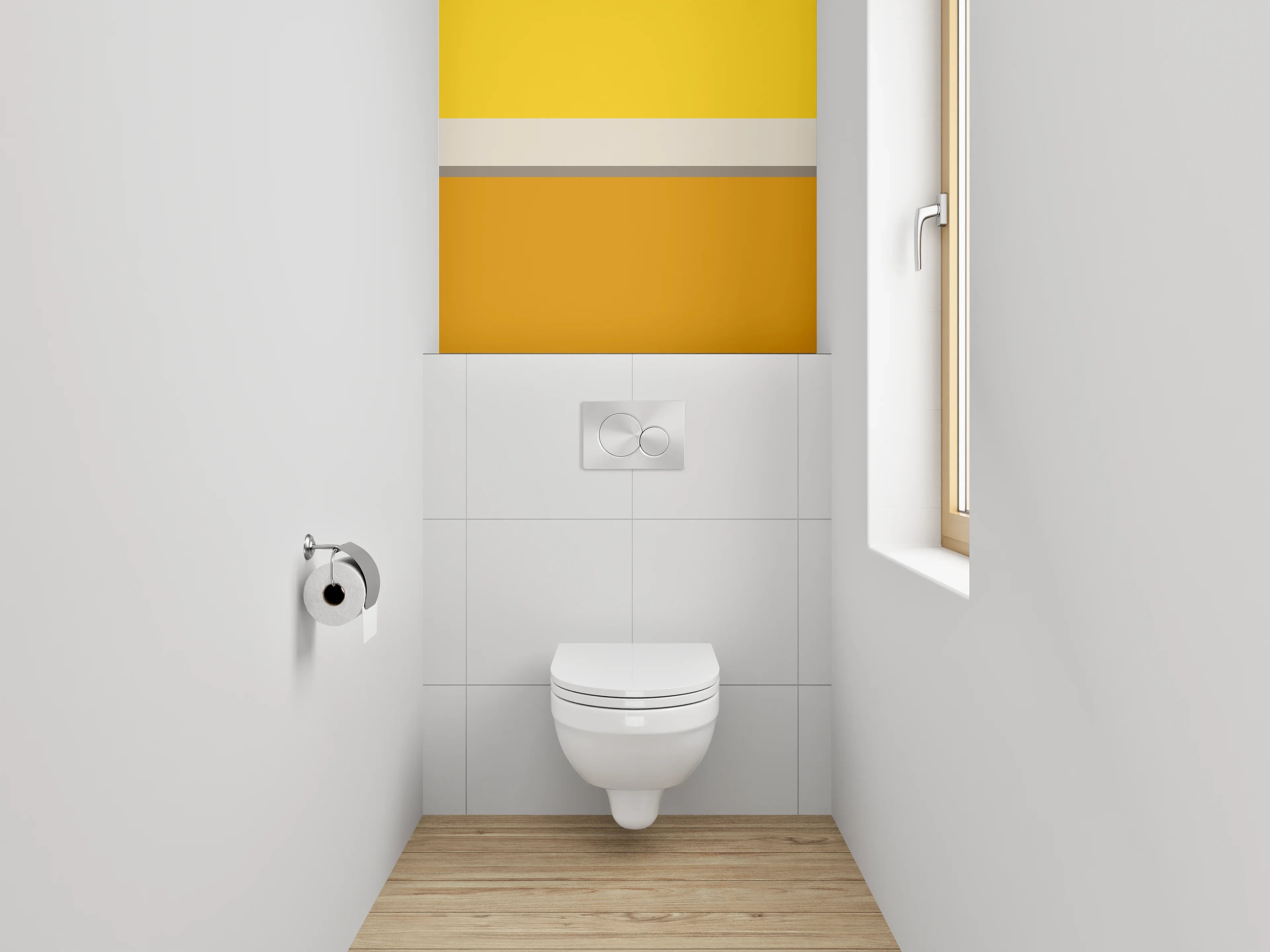 WC-Rückwand - Modernes Farbstreifen-Design Gelb Orange
