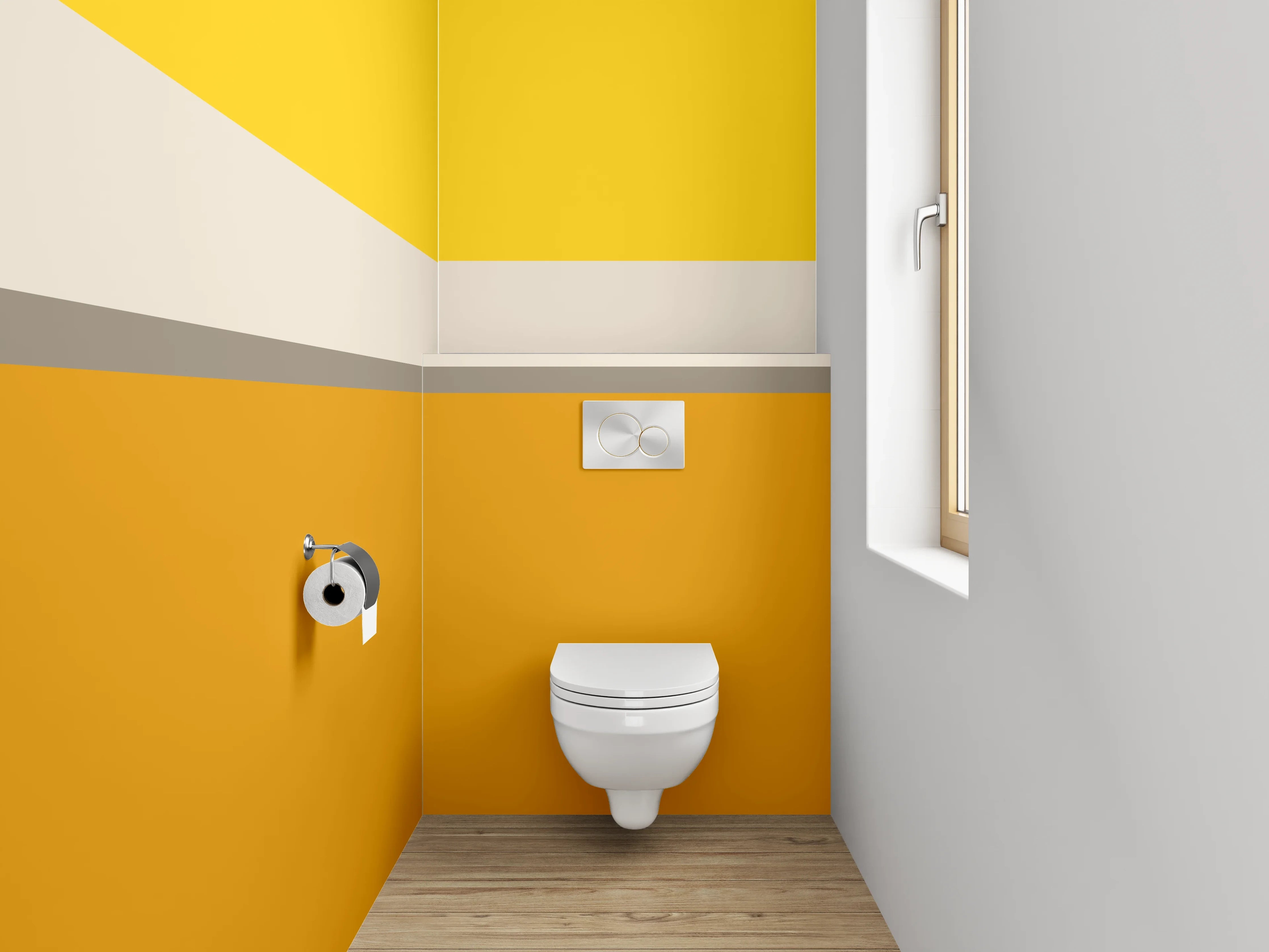WC-Rückwand - Modernes Farbstreifen-Design Gelb Orange
