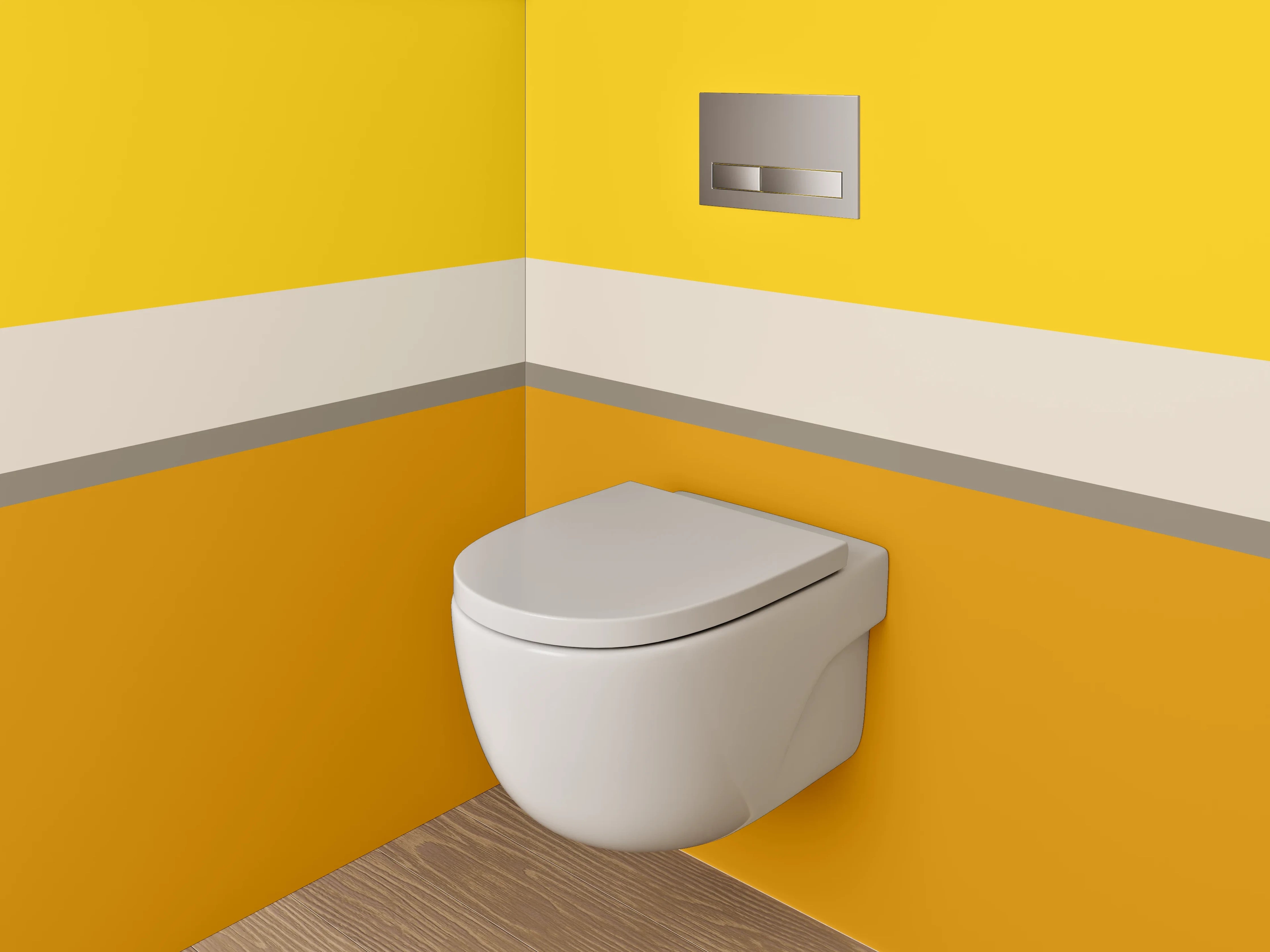 WC-Rückwand - Modernes Farbstreifen-Design Gelb Orange