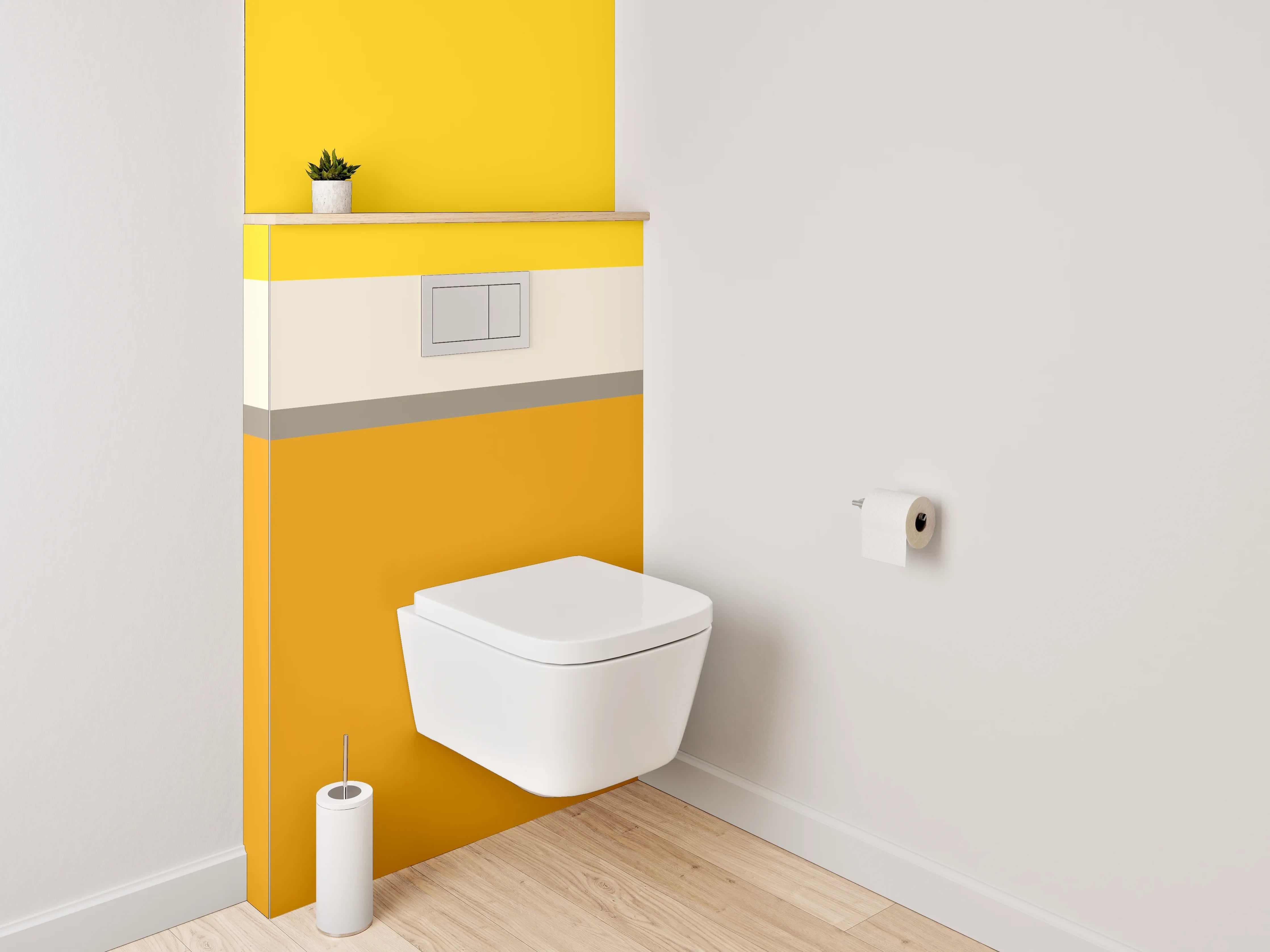 WC-Rückwand - Modernes Farbstreifen-Design Gelb Orange