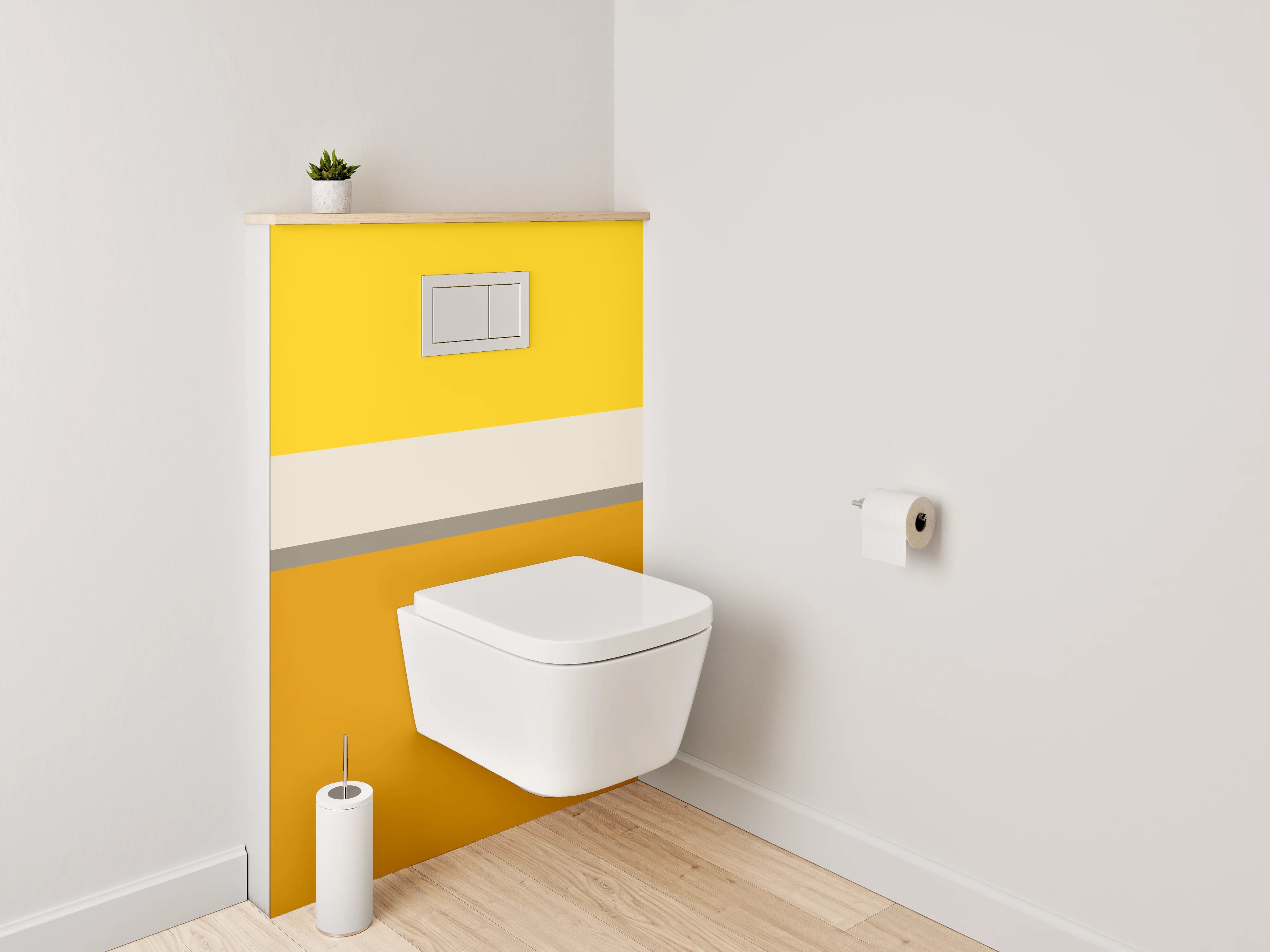 WC-Rückwand - Modernes Farbstreifen-Design Gelb Orange