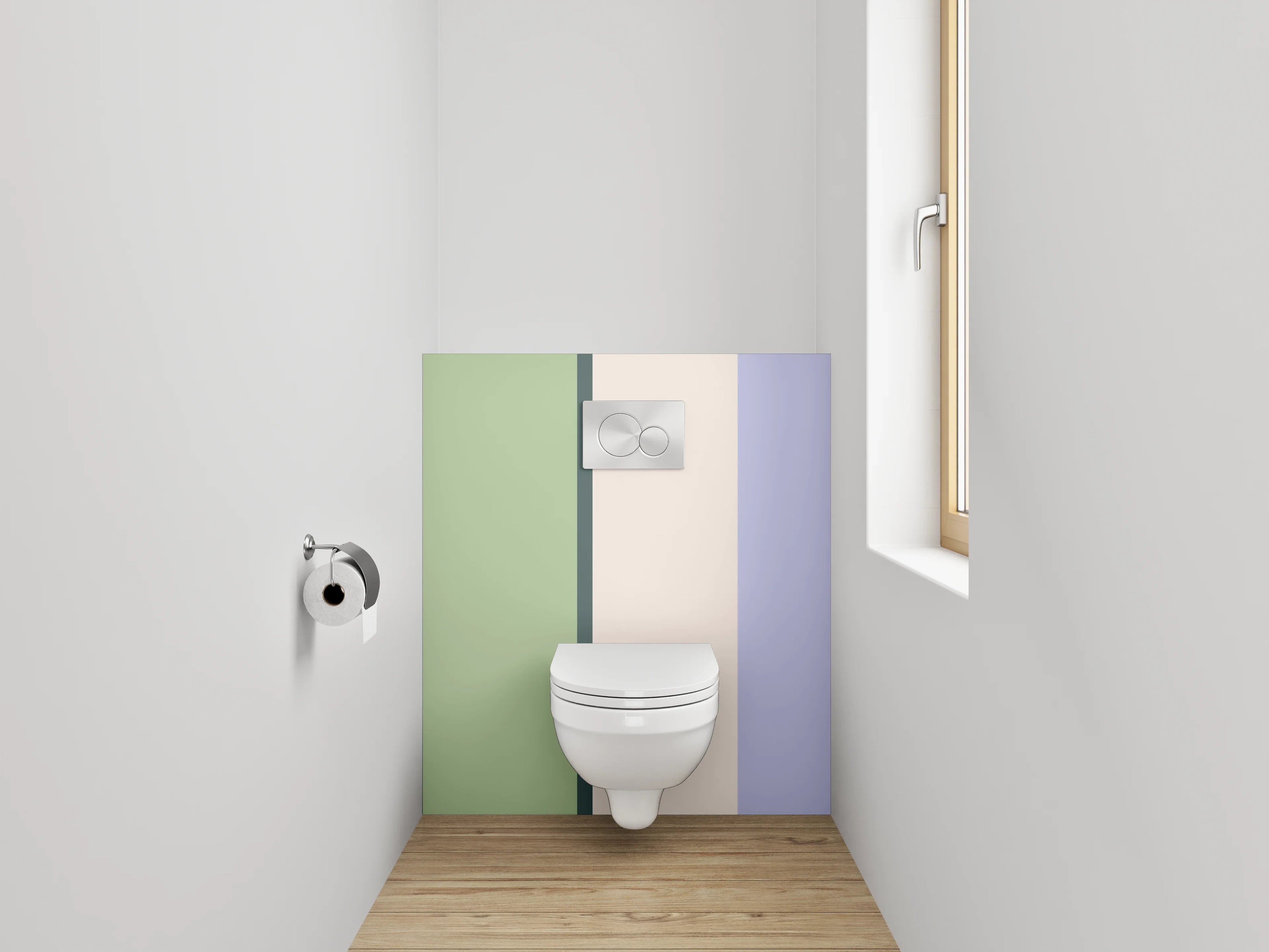 WC-Rückwand - Modernes Farbstreifen-Design Pastell