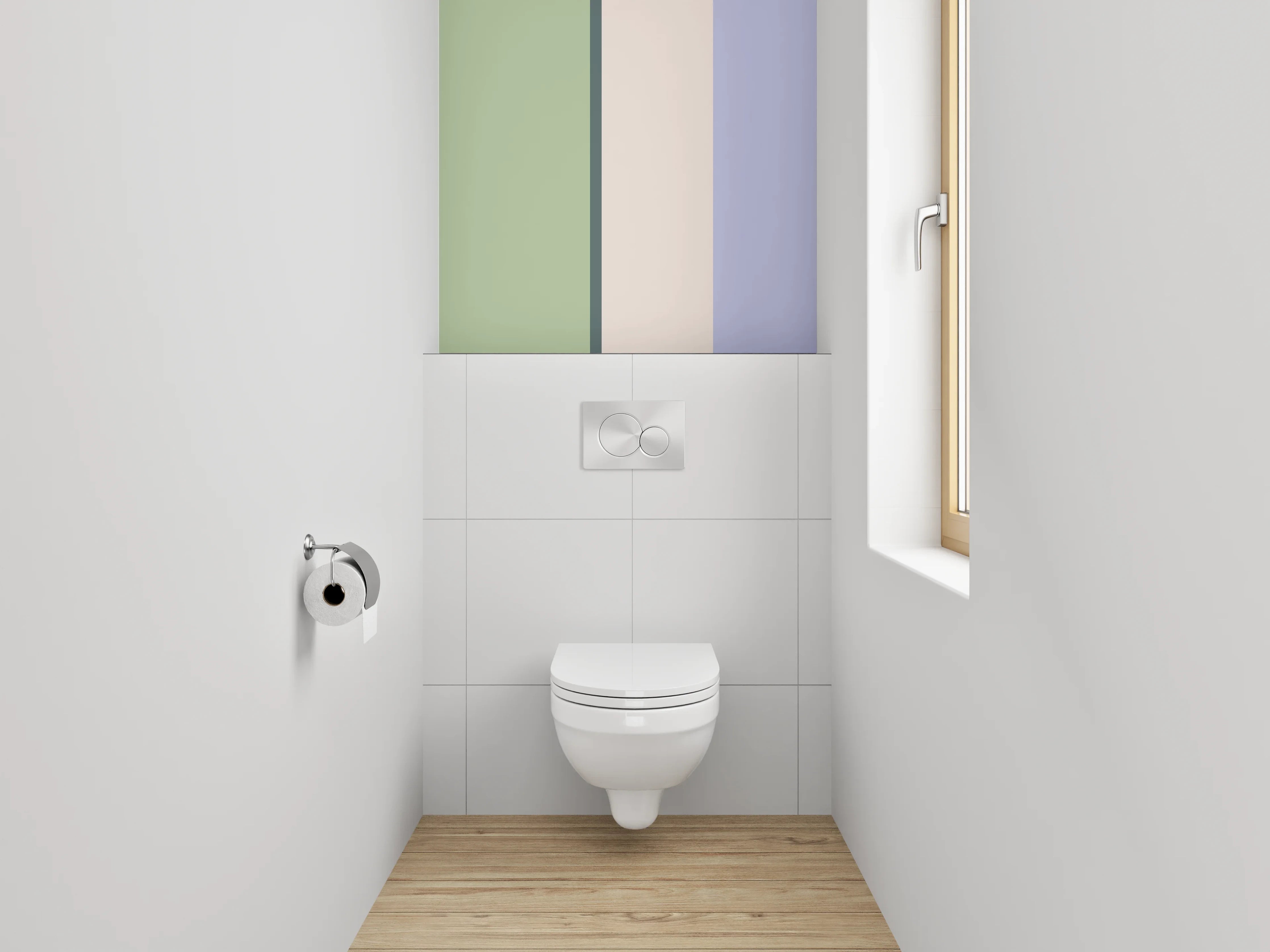 WC-Rückwand - Modernes Farbstreifen-Design Pastell