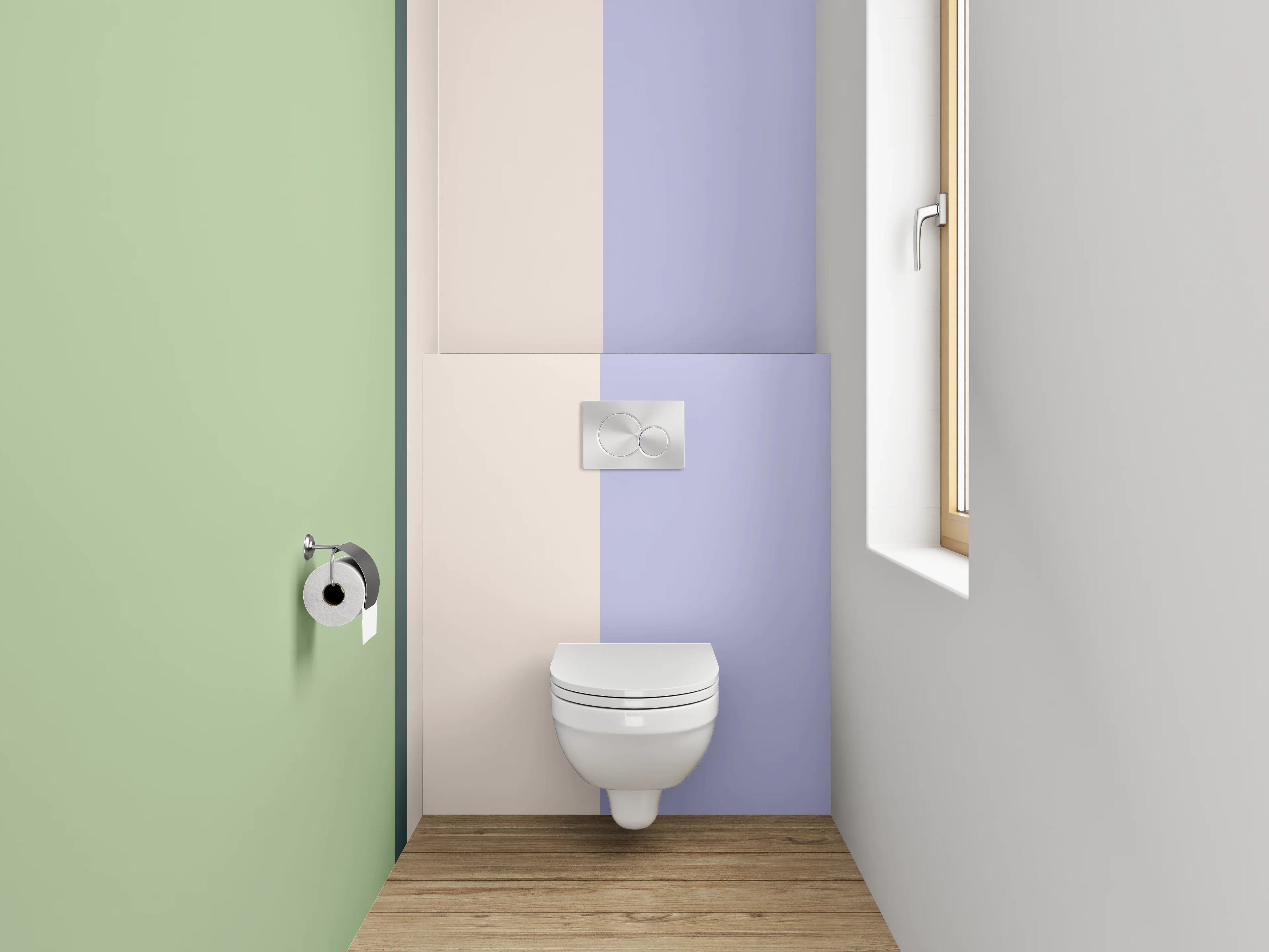 WC-Rückwand - Modernes Farbstreifen-Design Pastell