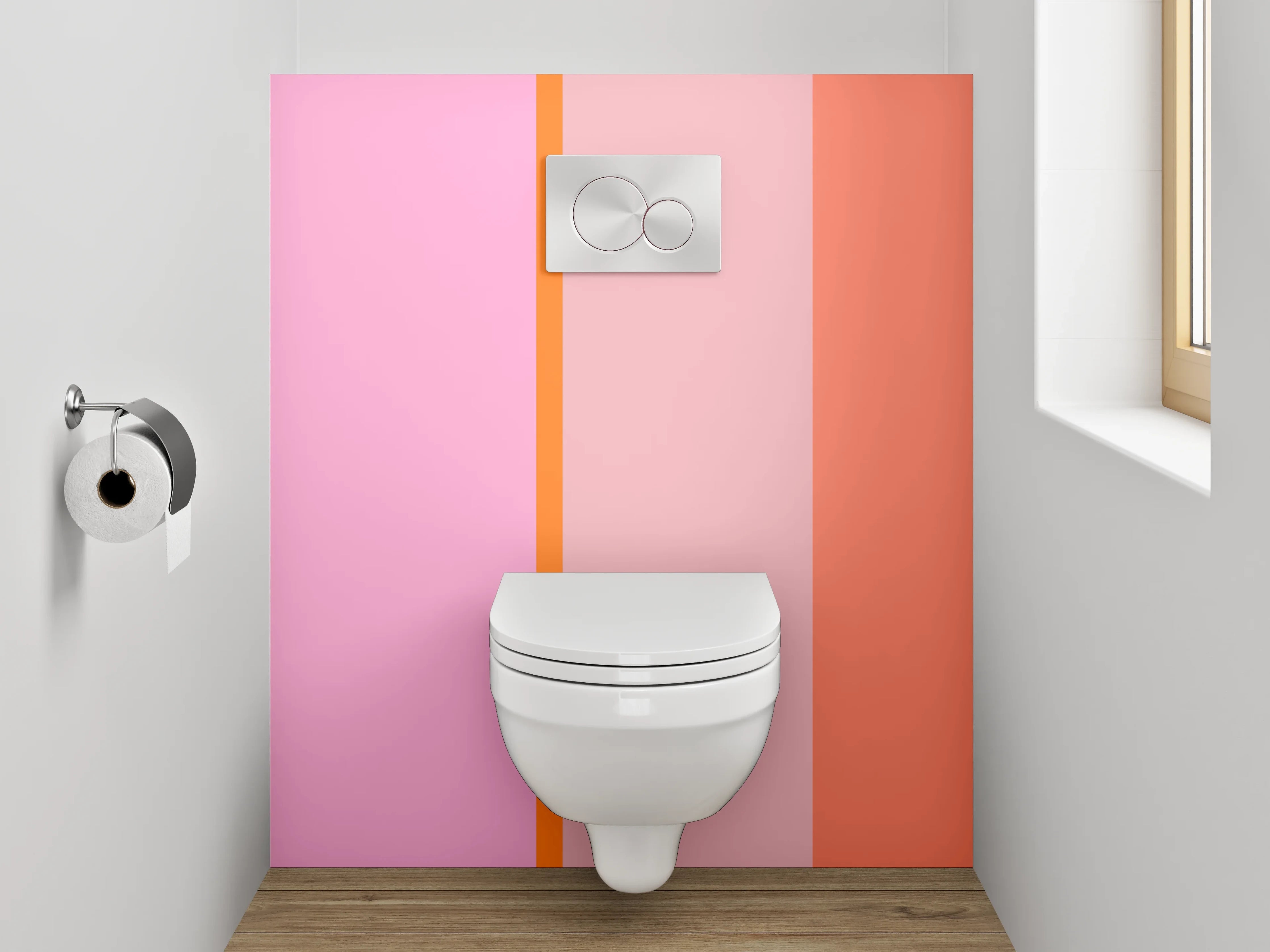 WC-Rückwand - Modernes Farbstreifen-Design Rosa Orange