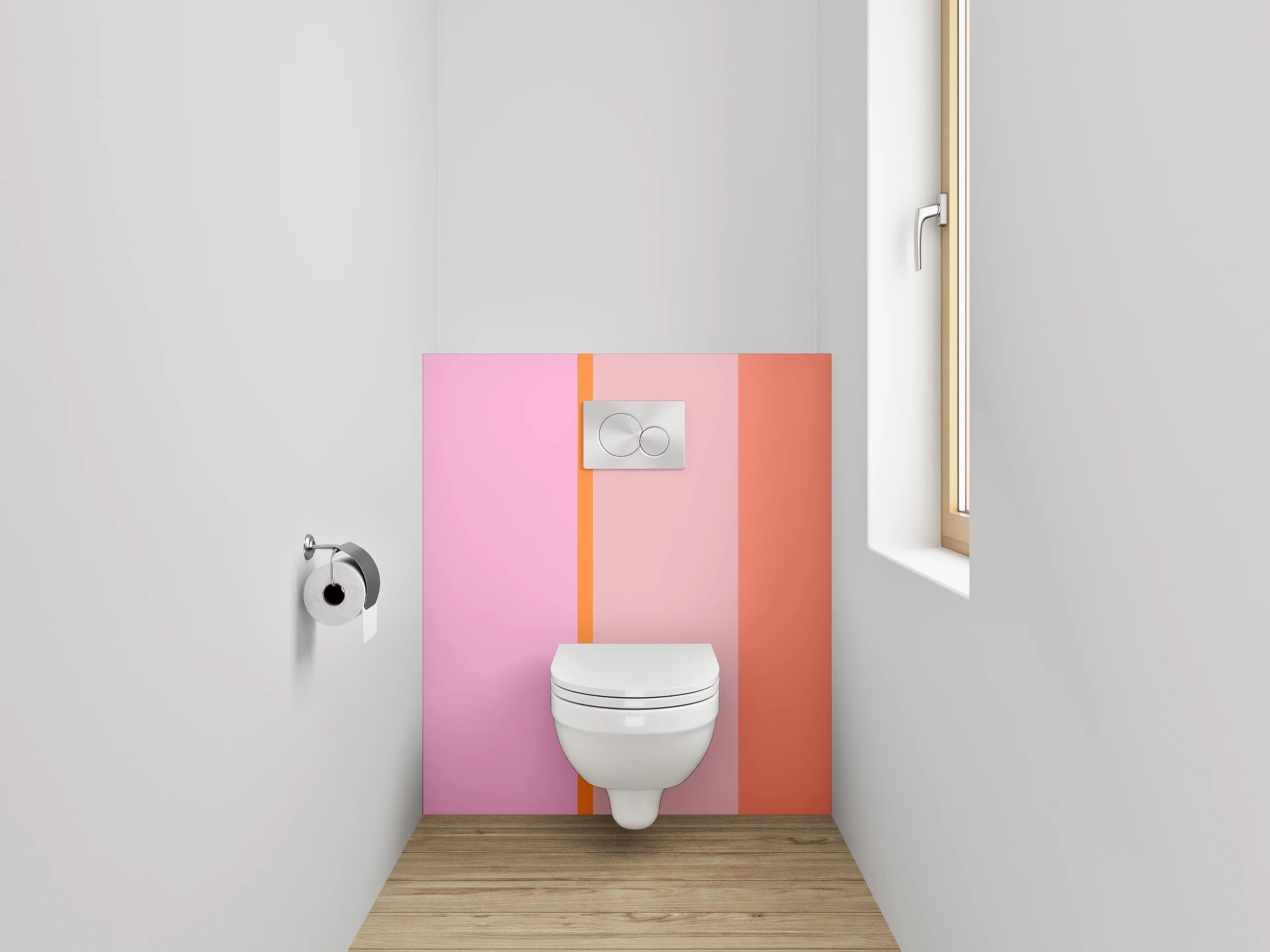 WC-Rückwand - Modernes Farbstreifen-Design Rosa Orange