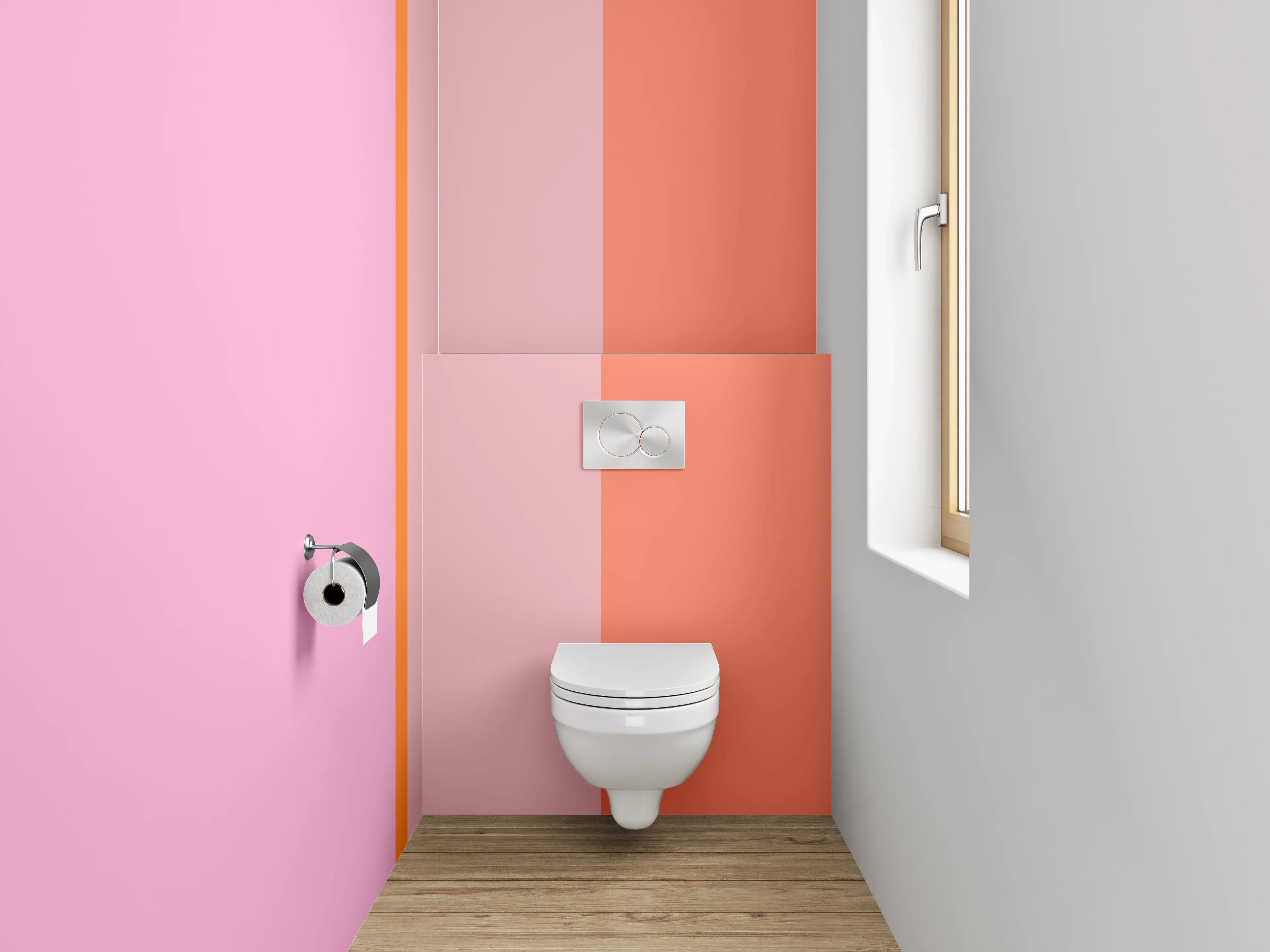WC-Rückwand - Modernes Farbstreifen-Design Rosa Orange