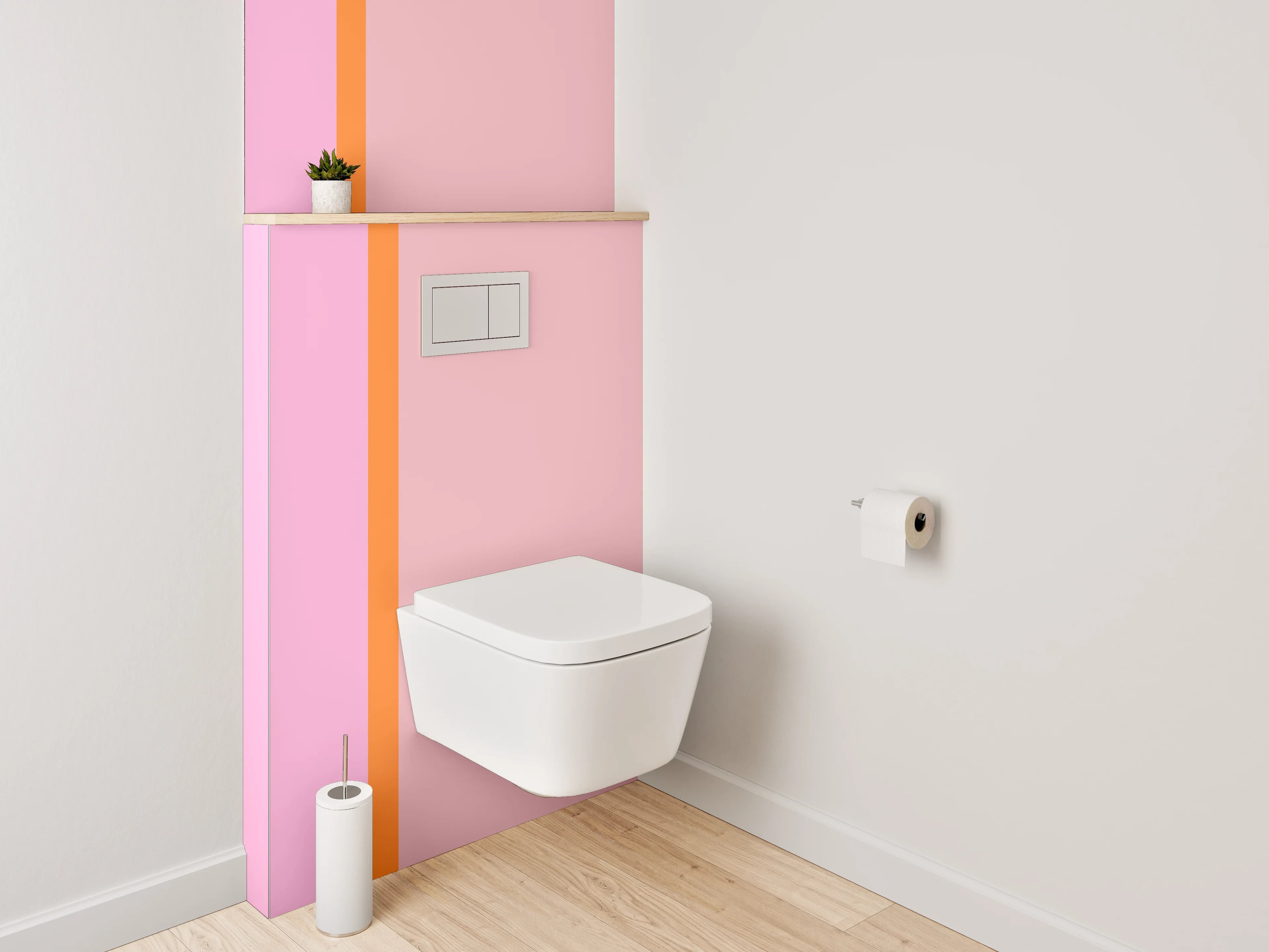 WC-Rückwand - Modernes Farbstreifen-Design Rosa Orange