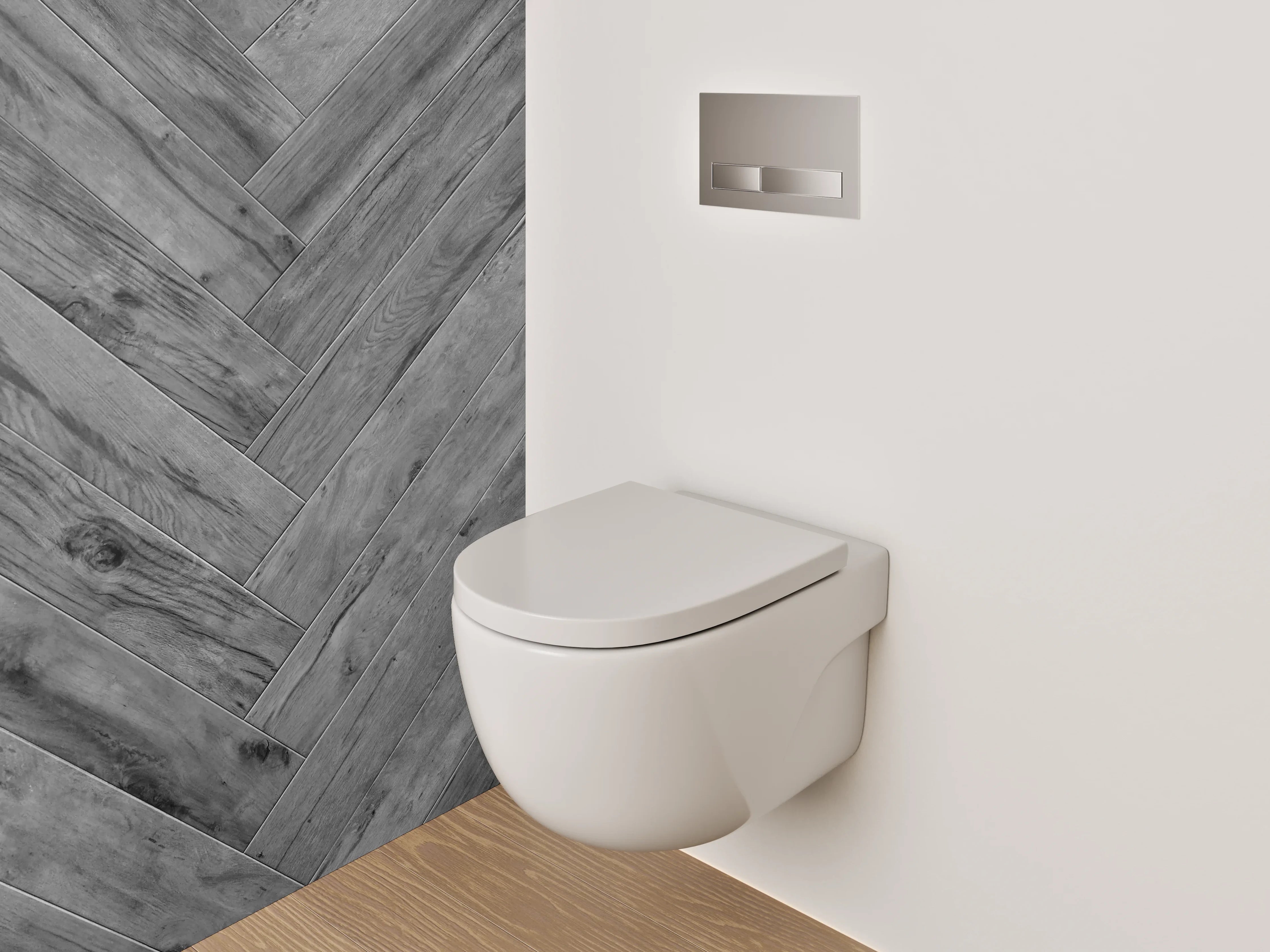 WC-Rückwand - Modernes Fischgrät-Holz Grau
