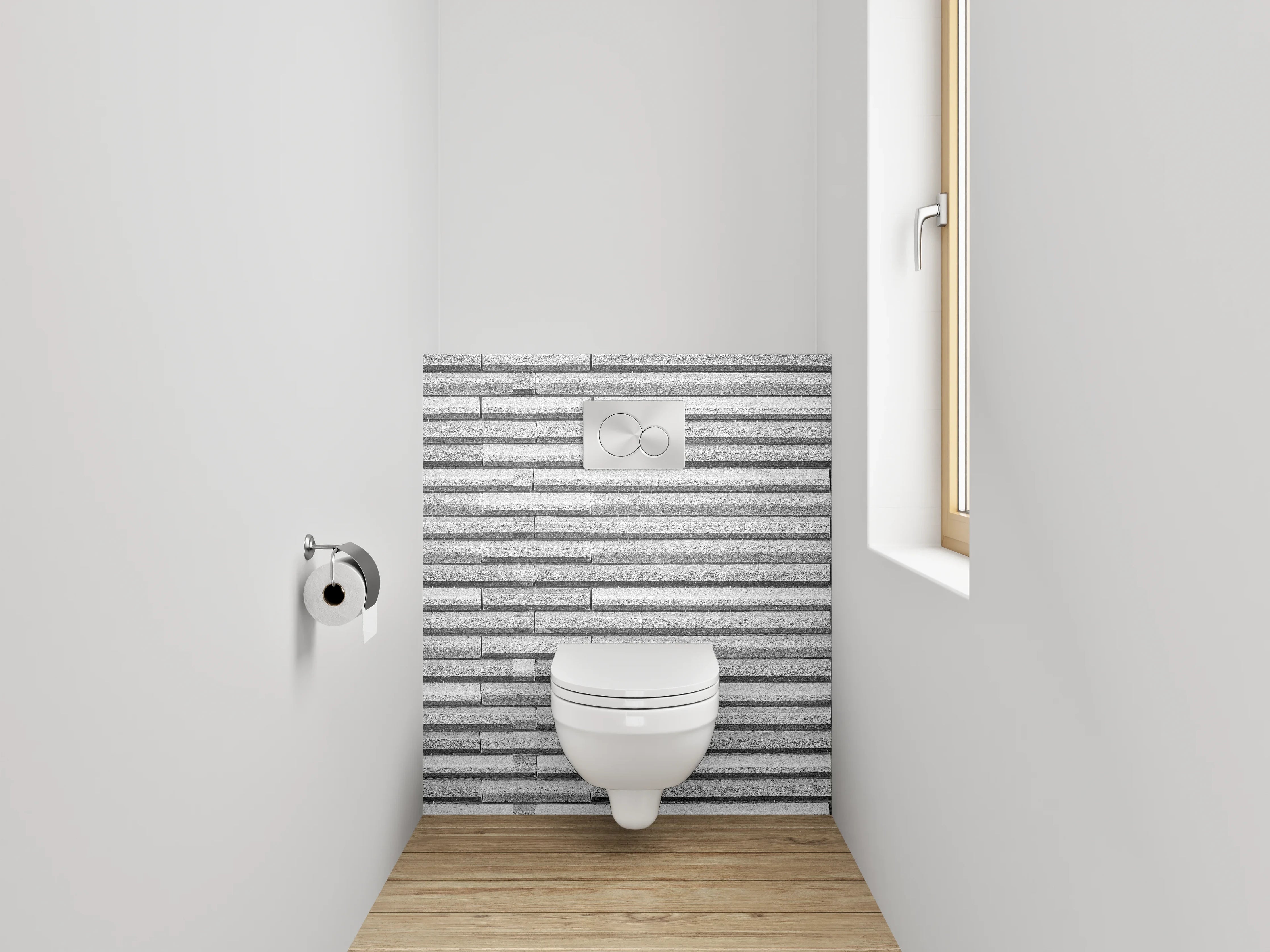 WC-Rückwand - Modernes Fliesenmuster in Grau und Weiß