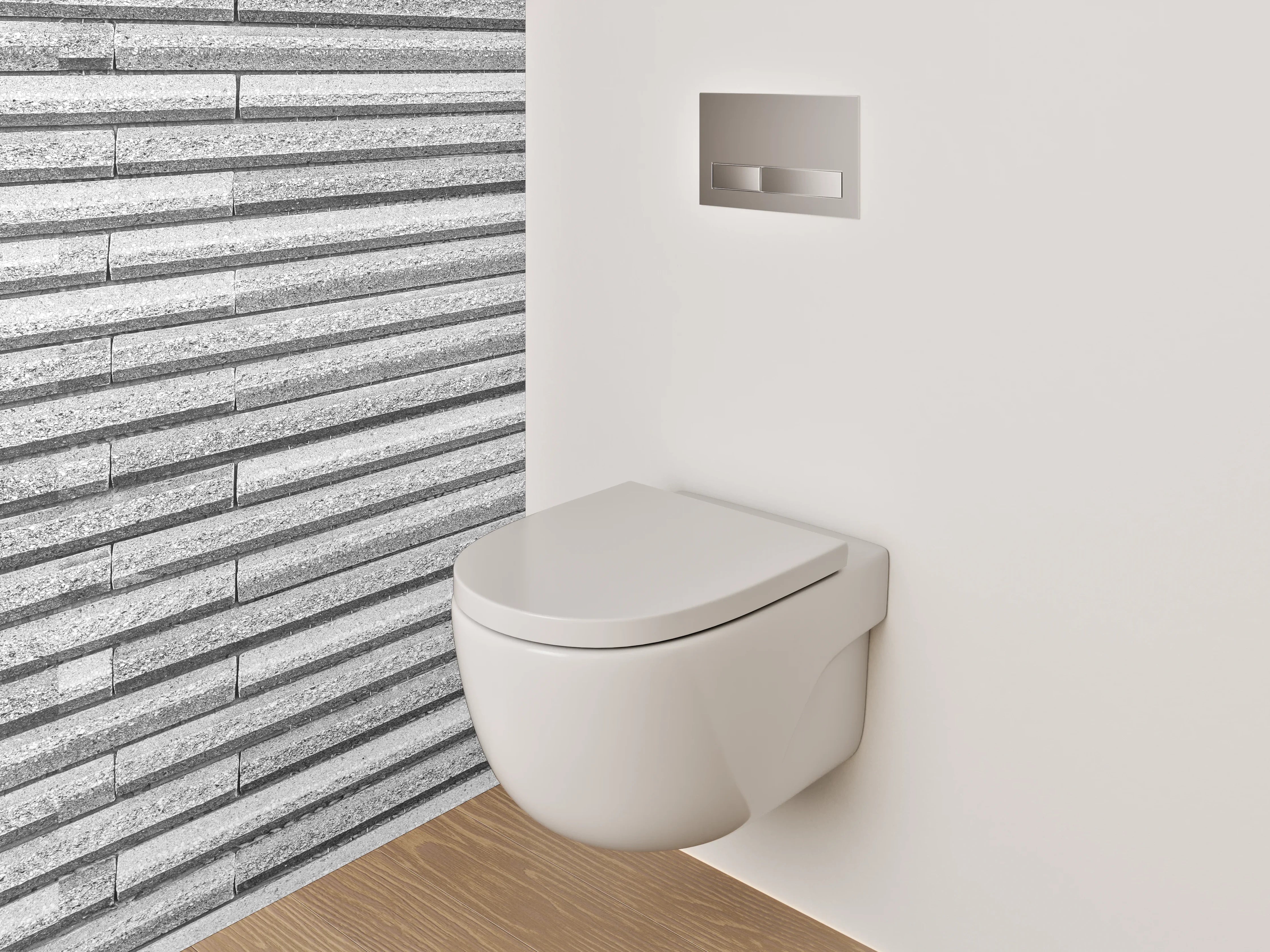 WC-Rückwand - Modernes Fliesenmuster in Grau und Weiß