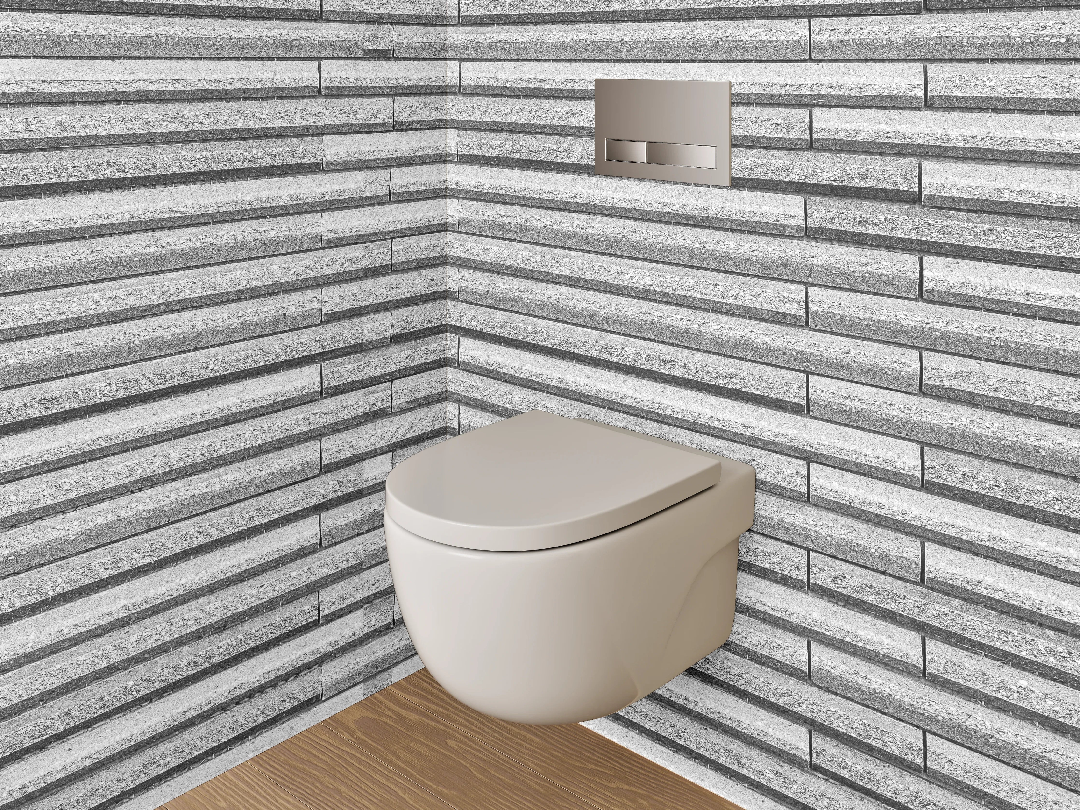 WC-Rückwand - Modernes Fliesenmuster in Grau und Weiß