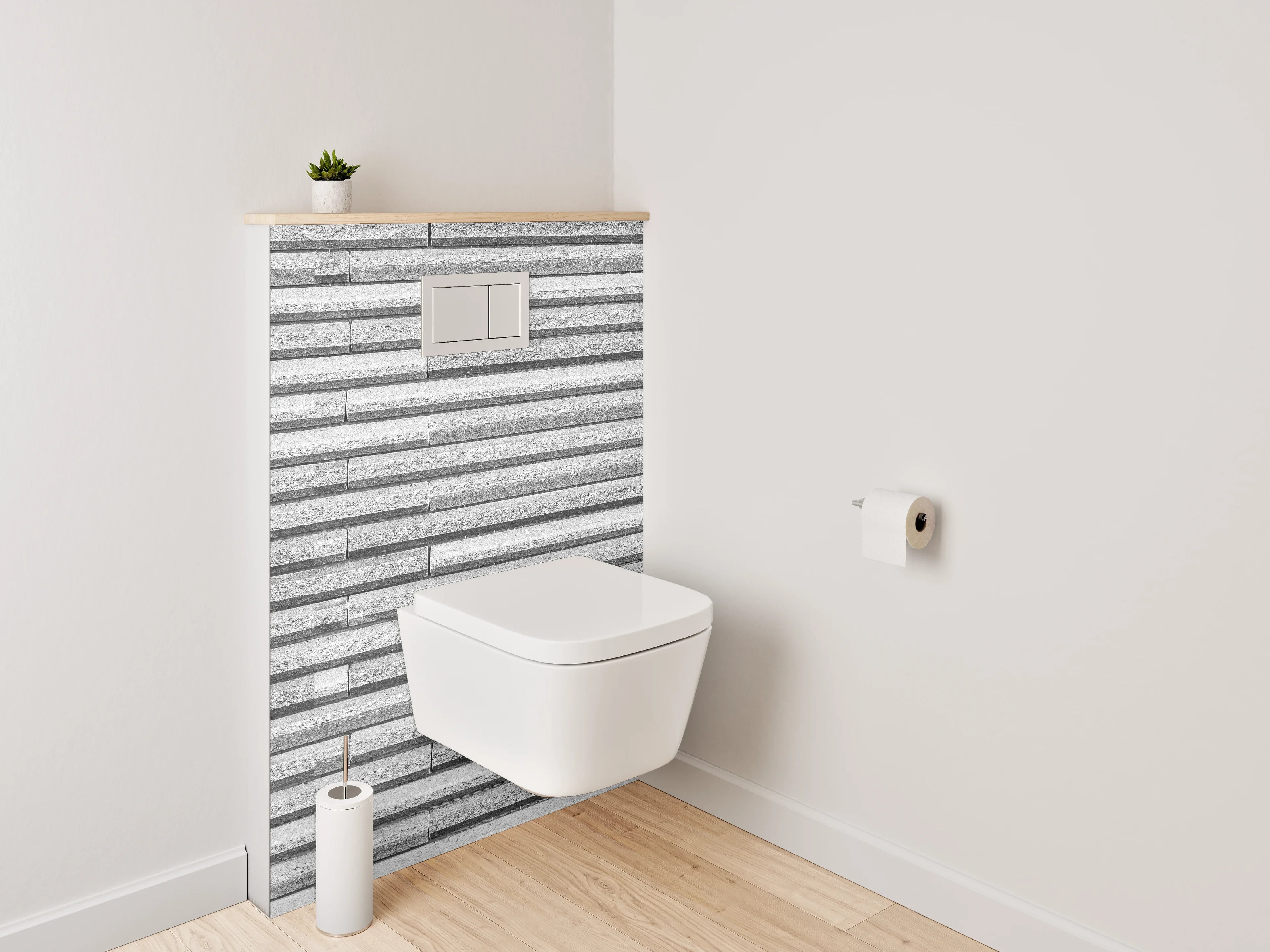 WC-Rückwand - Modernes Fliesenmuster in Grau und Weiß