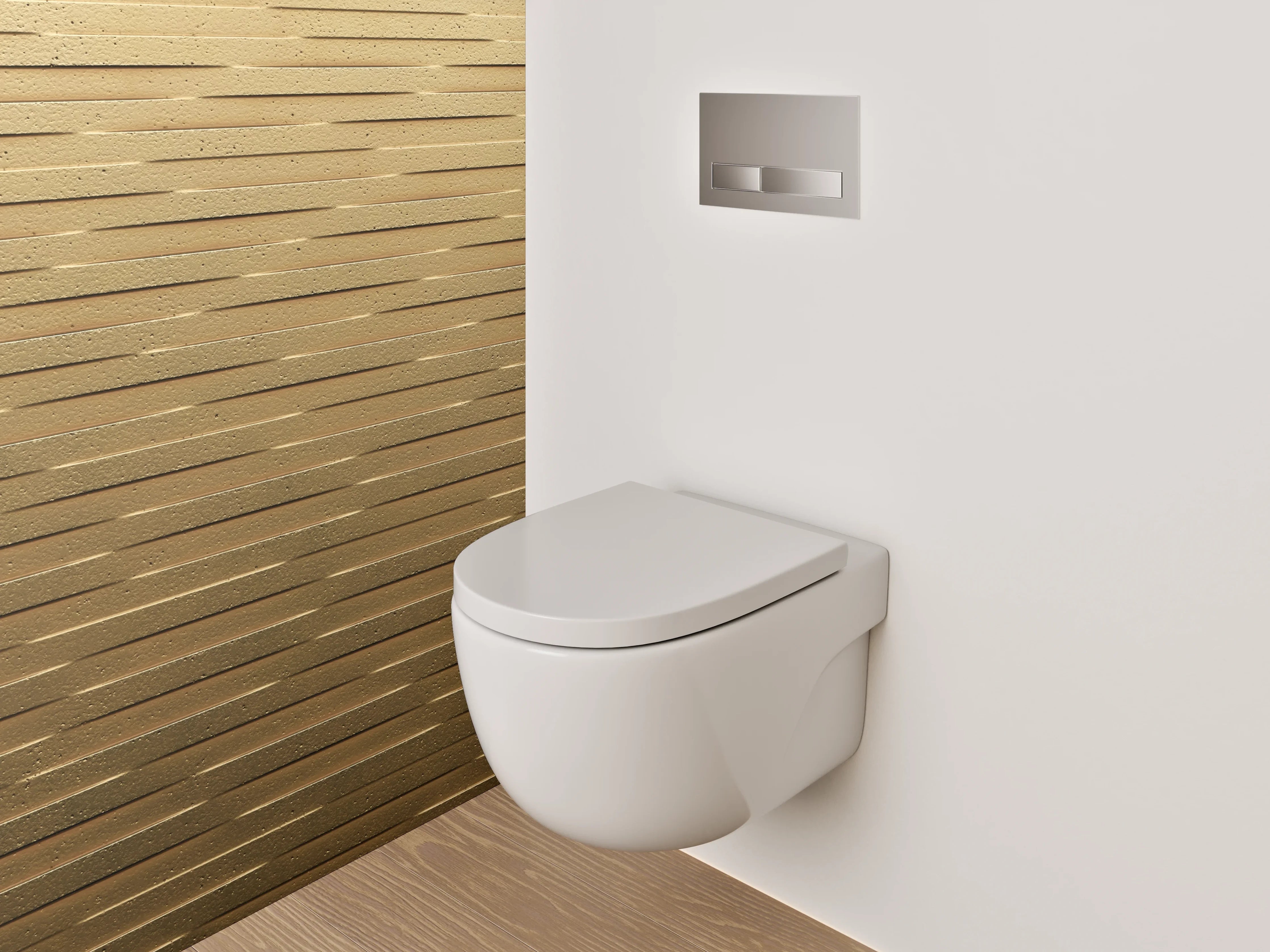 WC-Rückwand - Modernes Holz-Mosaik Muster Braun Gold