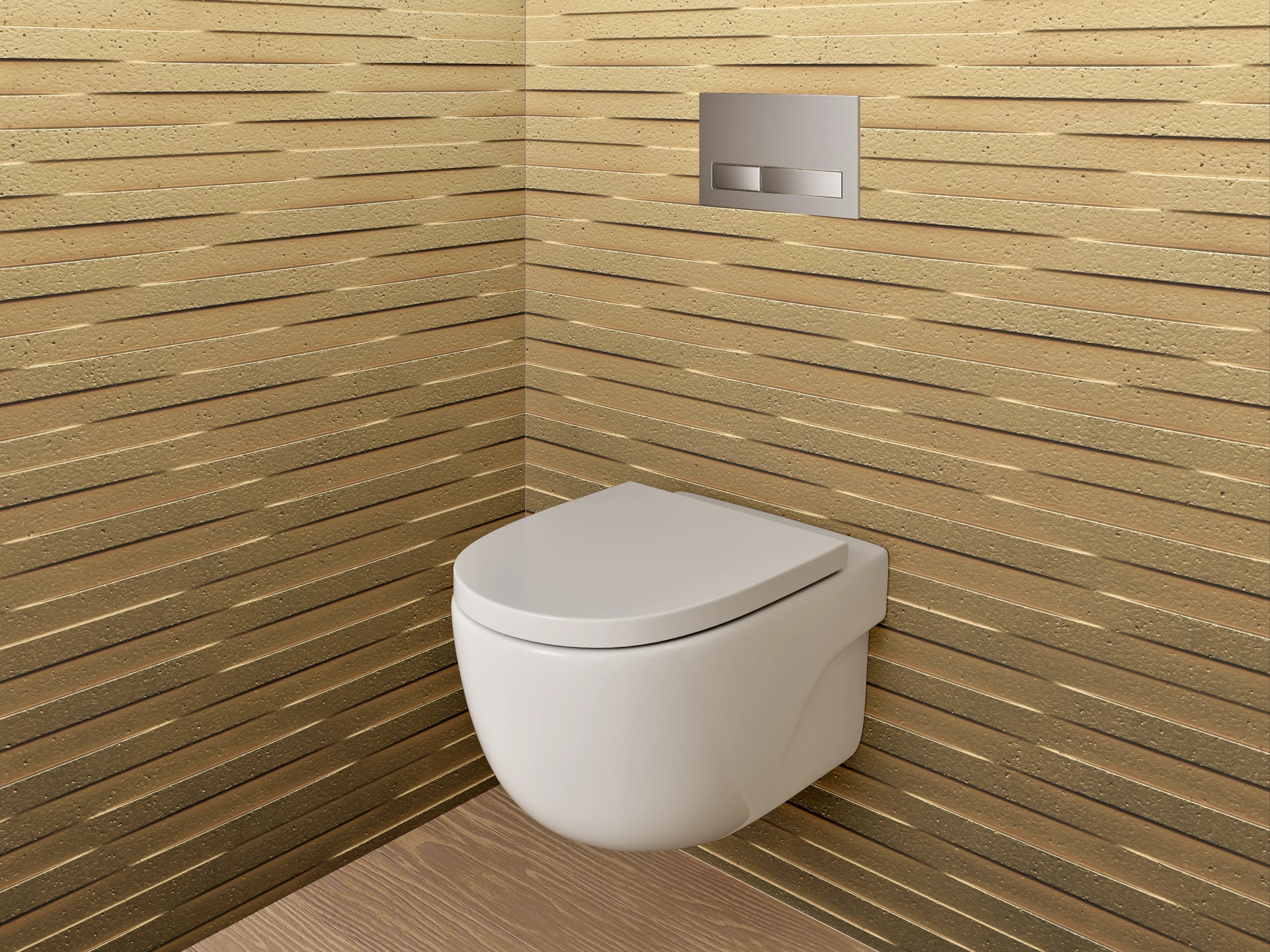 WC-Rückwand - Modernes Holz-Mosaik Muster Braun Gold