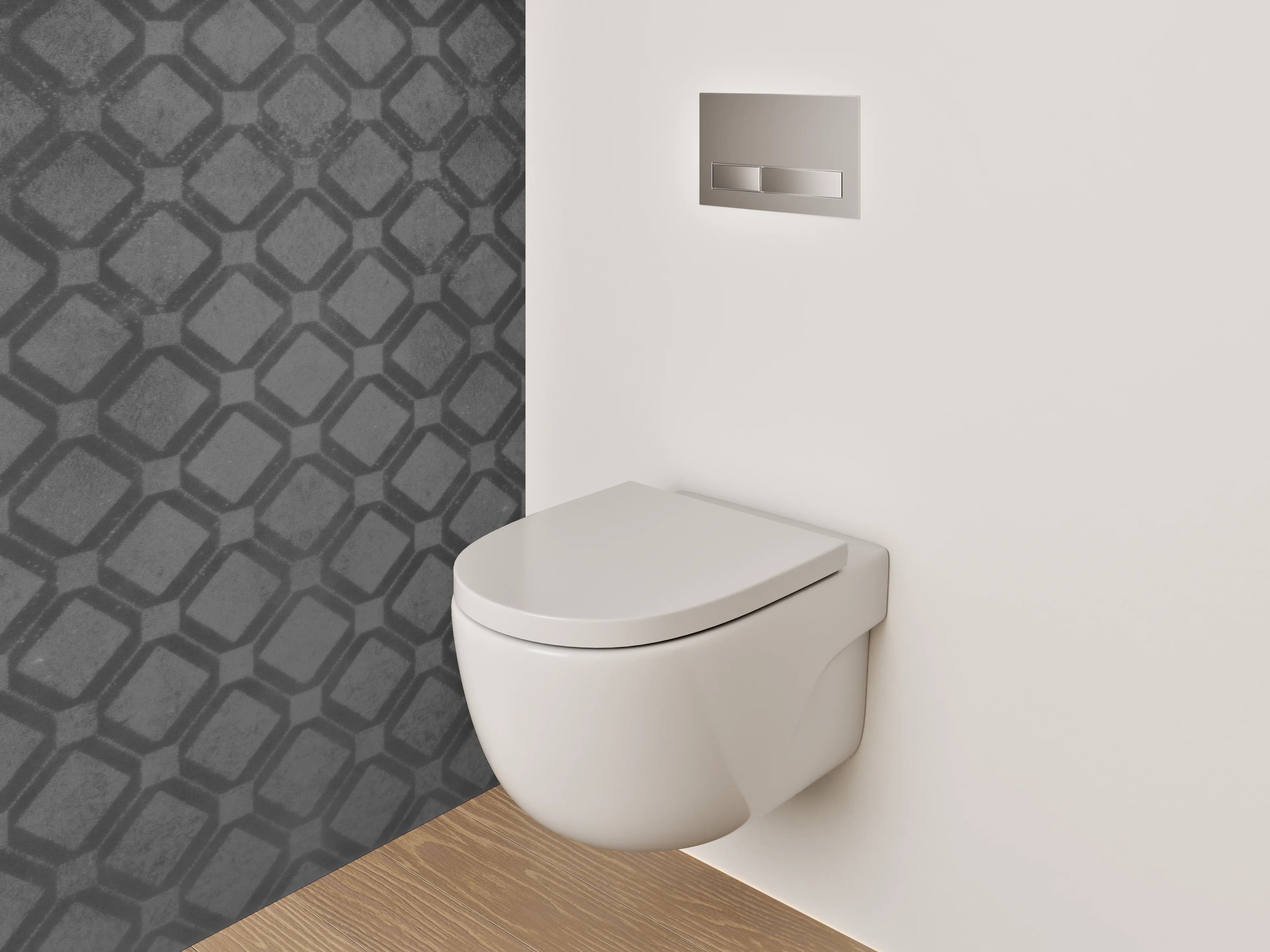 WC-Rückwand - Modernes Kachelmuster Schwarz-Grau